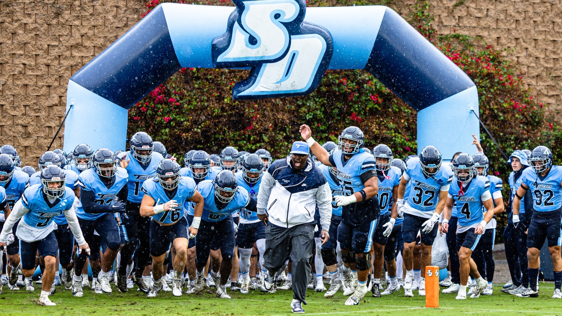 USD Football Runout Rain