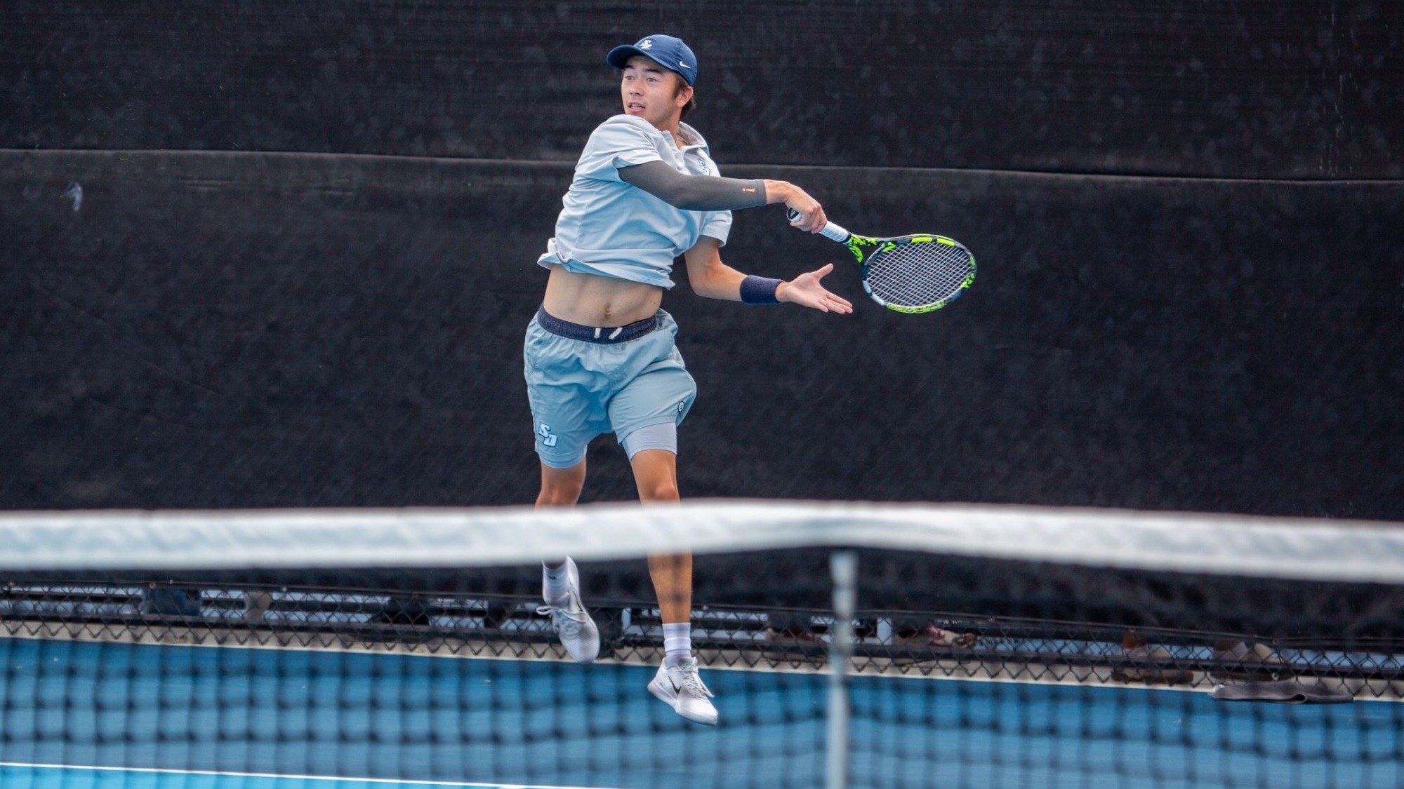 Niedner hitting the ball