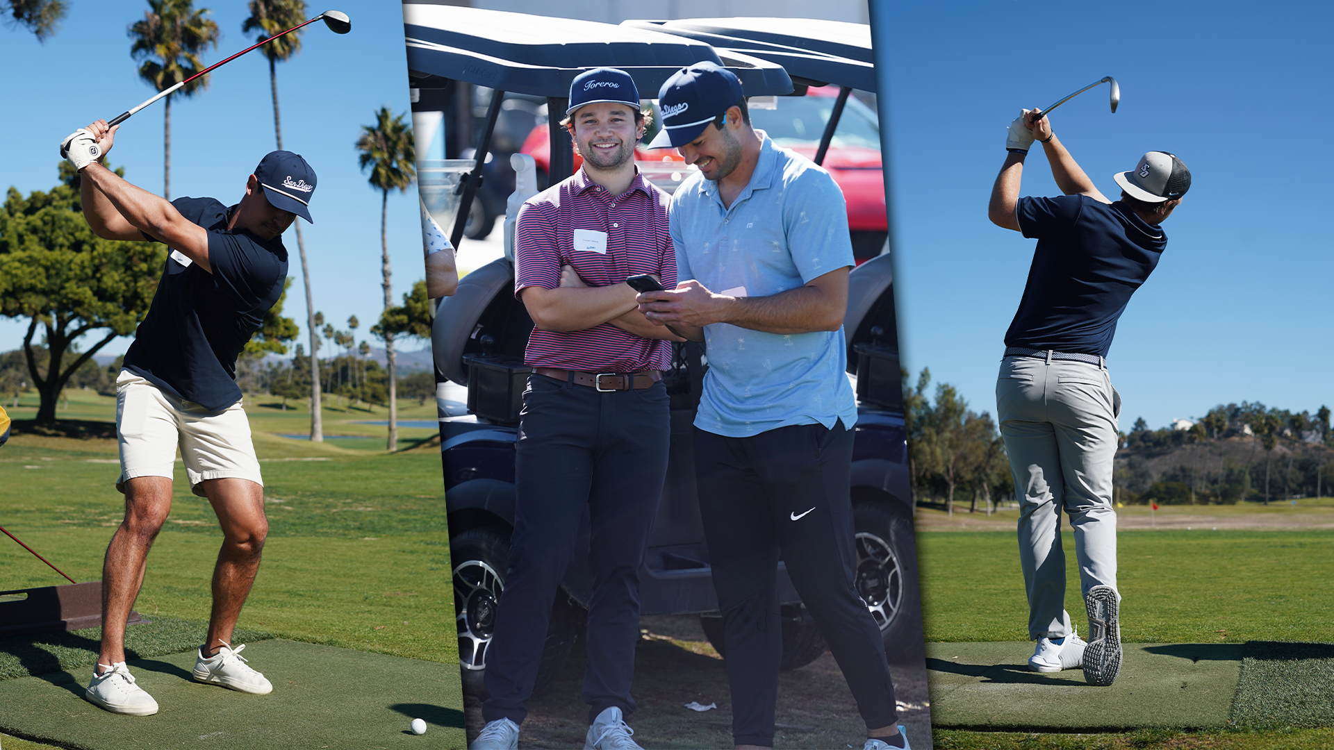 2024 USD Baseball Sandbagger Golf Tournament - Thomas Luevano, Camden Vasquez and Max Jung-Goldberg, and Will Worthington