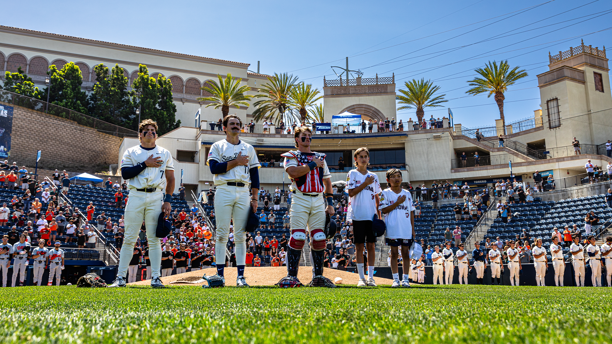 fowler park national anthem march 2026 vs. #18 oregon state (cj moran, drake frize, and jaden lobliner) - credit thomas christensen