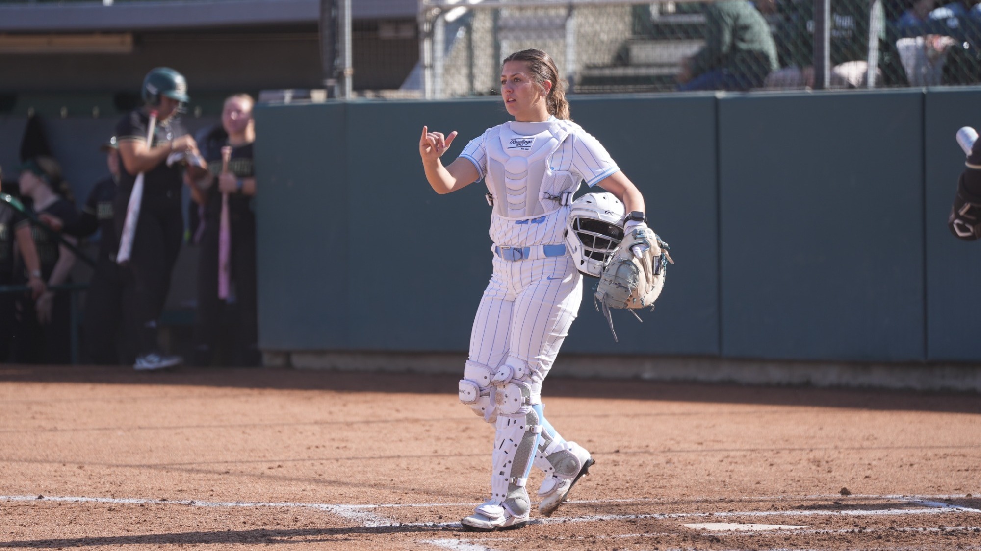 Natalie McCliman behind the plate