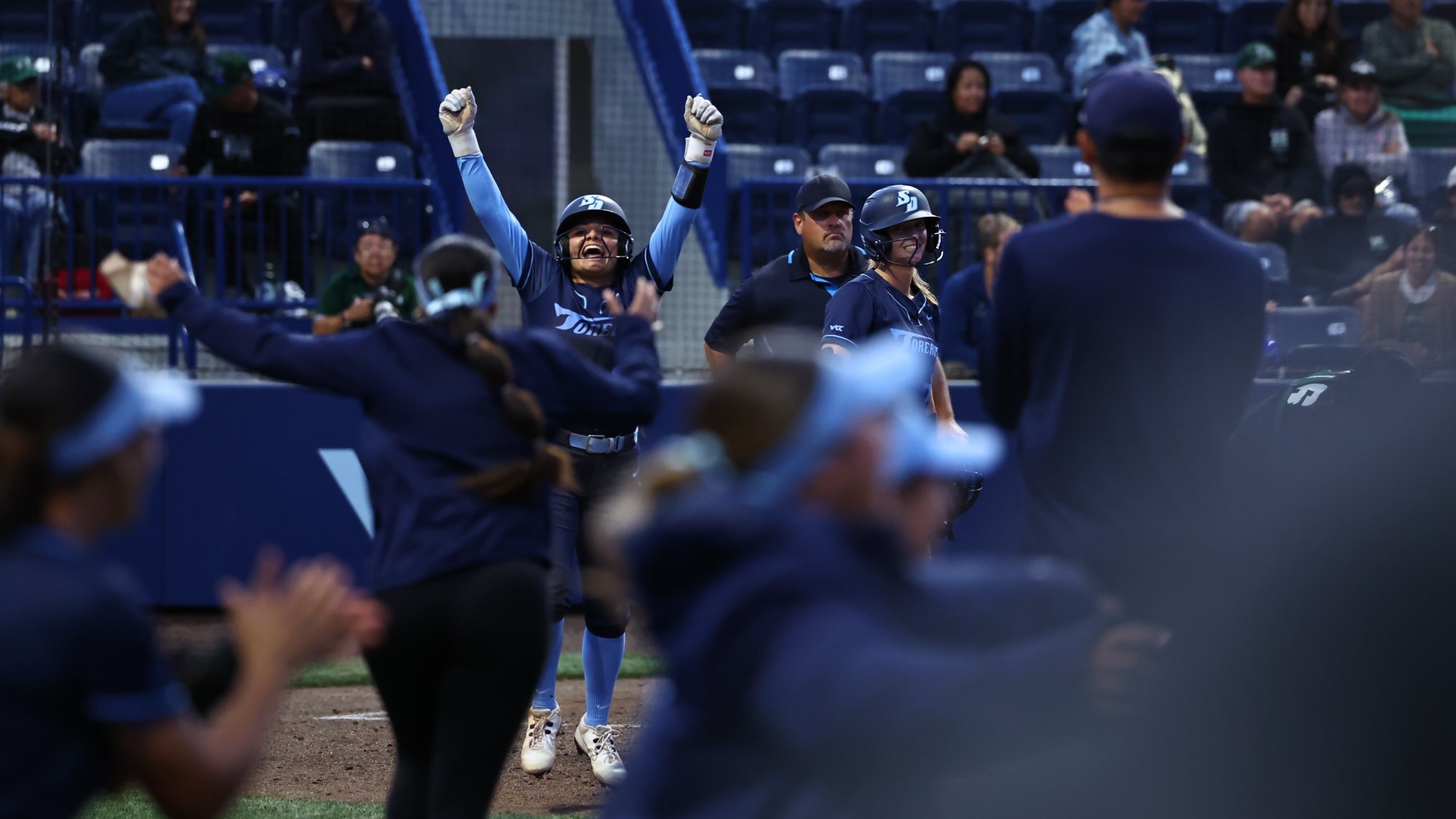 Seleny Chavez celebrating a walk-off victory