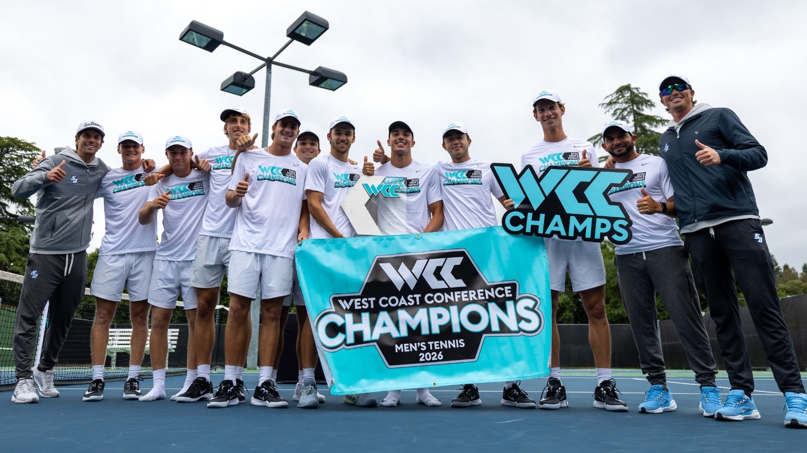 USD Men's Tennis 2026 WCC Tournament Champions Team Photo MTEN Champs