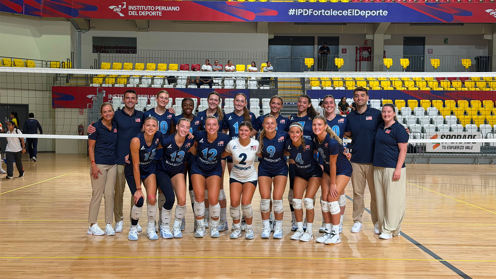 USD volleyball in action against Brazil at the 2026 FISU America Games