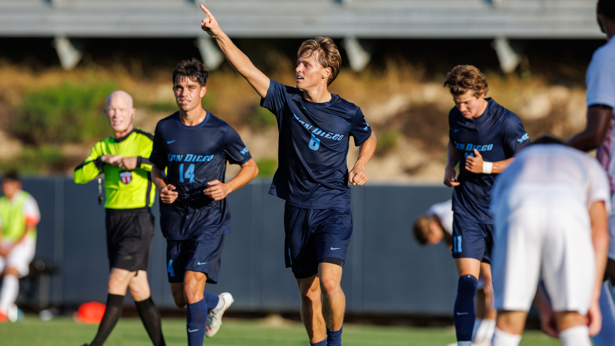 Taj celebrating 2-1 win over SDSU 