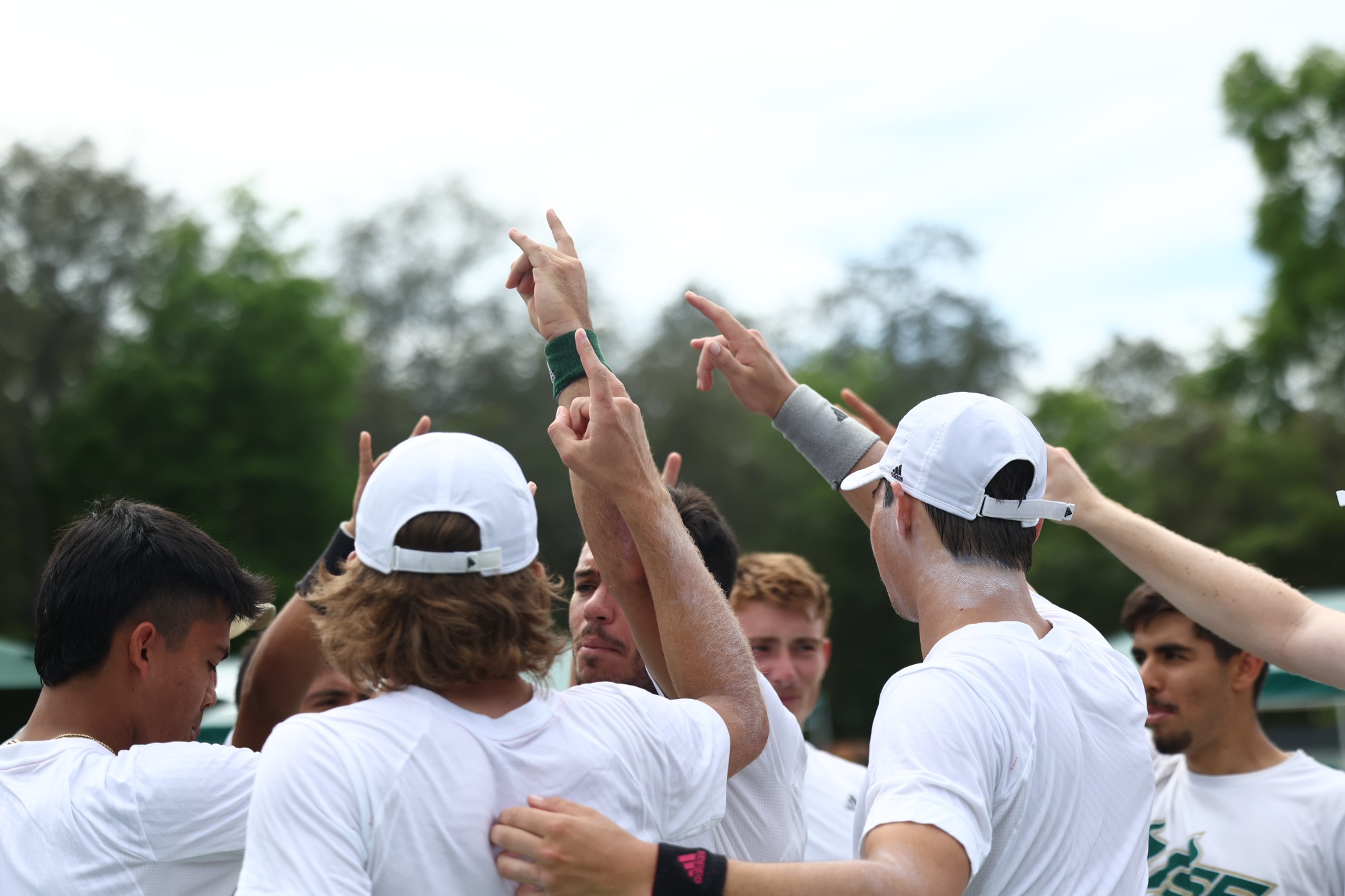 South Florida Bulls during a men's tennis match against the Middle Tennessee State University Blue Raiders on March 7, 2024. (Emmy McCarthy/South Florida Tennis)