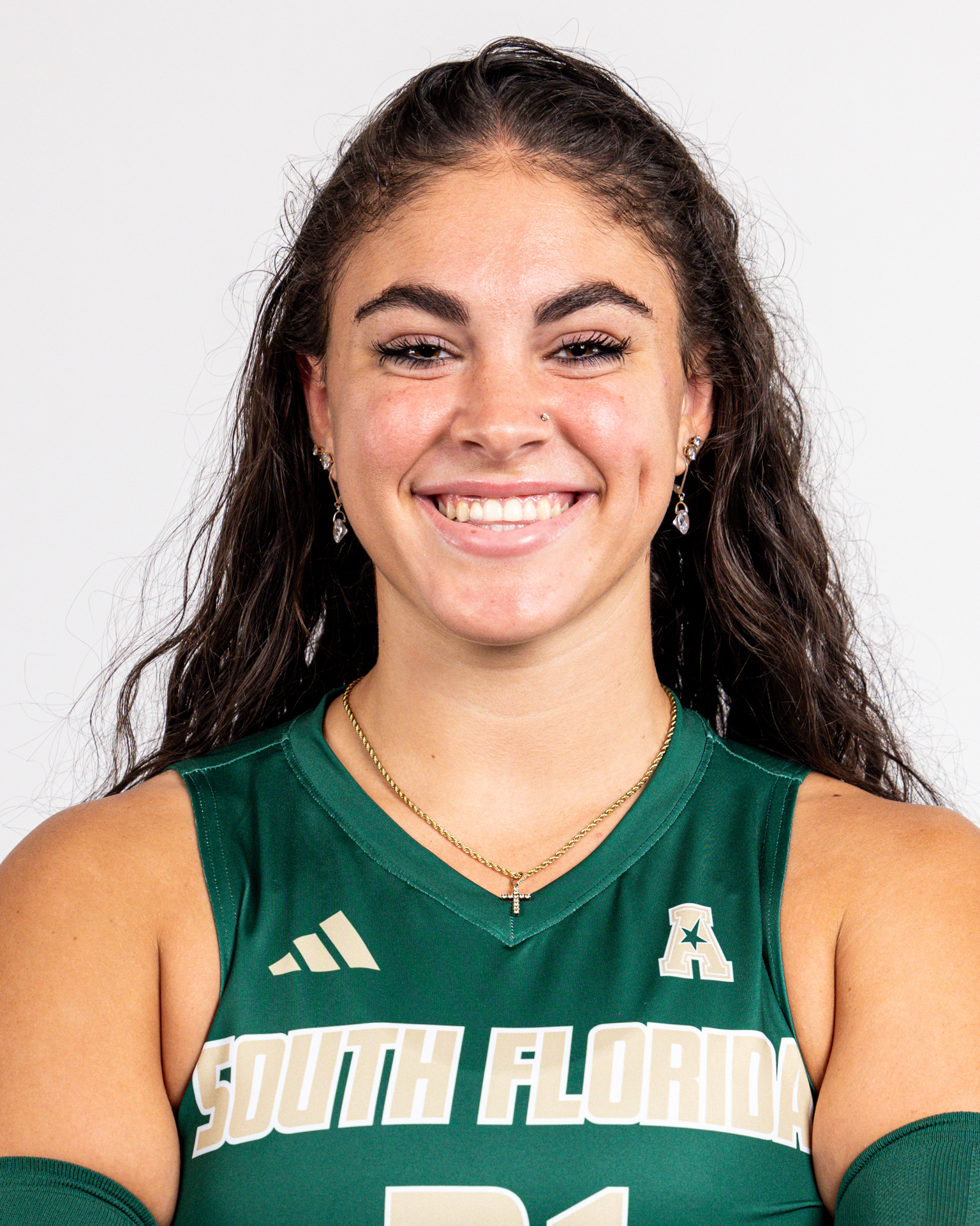 Naiya Sawtelle headshot taken during 2024 South Florida Volleyball media day on July 22, 2024.

(Stephen Galvin / University of South Florida Athletics)