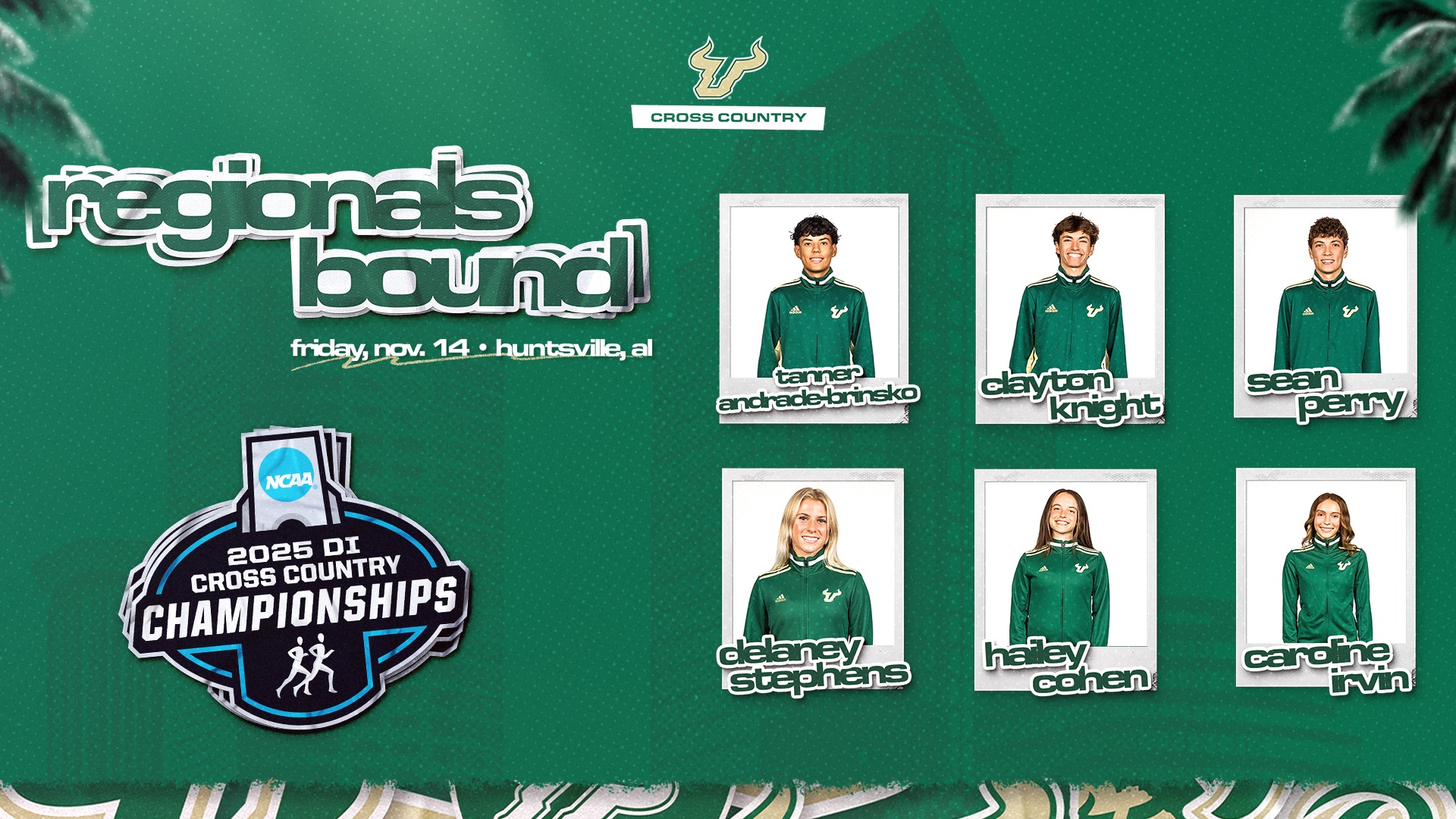 South Florida Cross Country sends six athletes to the 2025 NCAA Cross Country Regionals in Huntsville, Alabama.