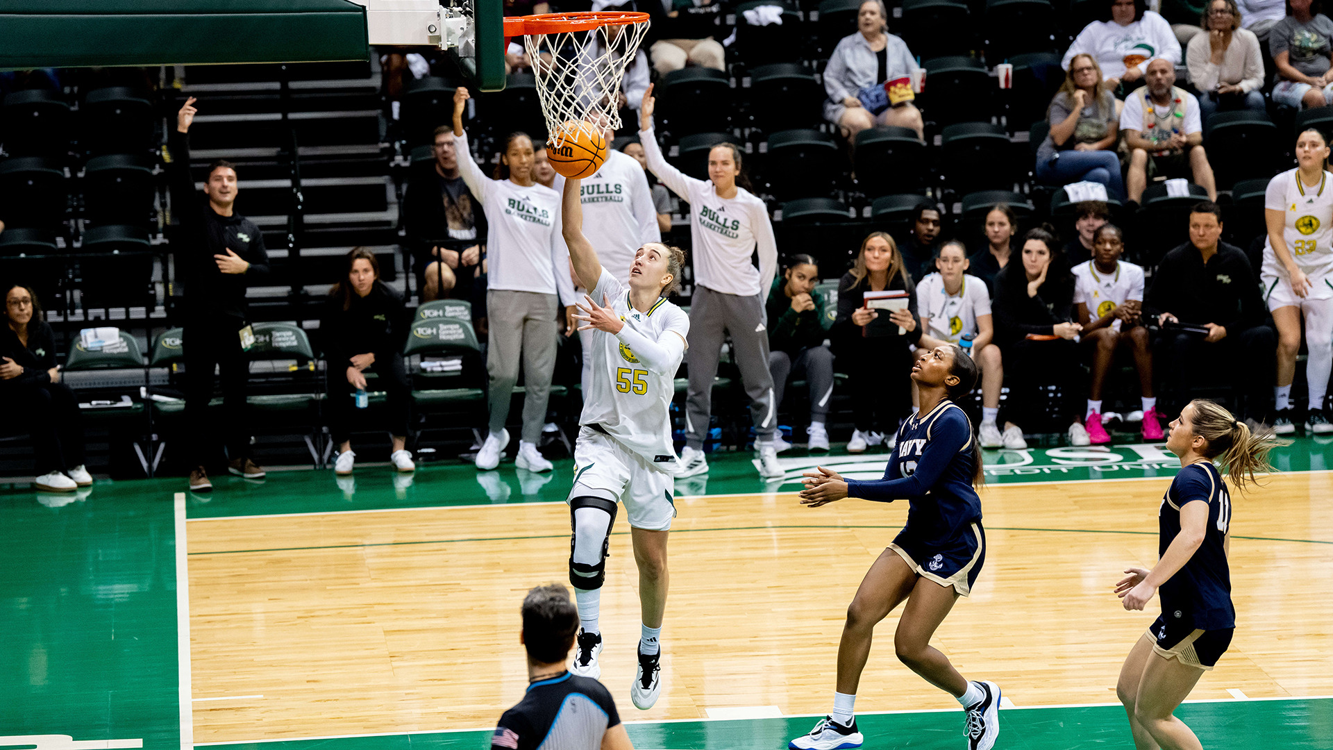 WBB Carla Brito driving layup vs Navy