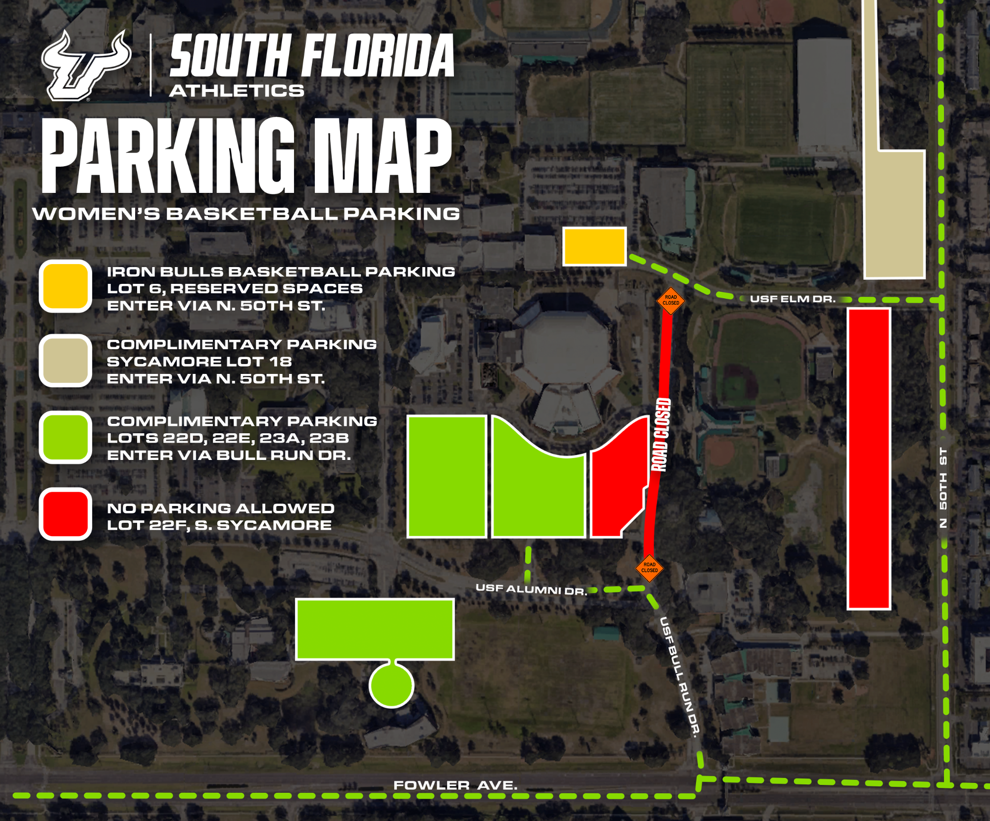 Women's Basketball Parking Map