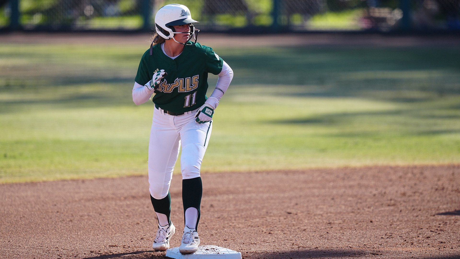 Alex Wilkes on second base after an RBI single against No. 6 Florida