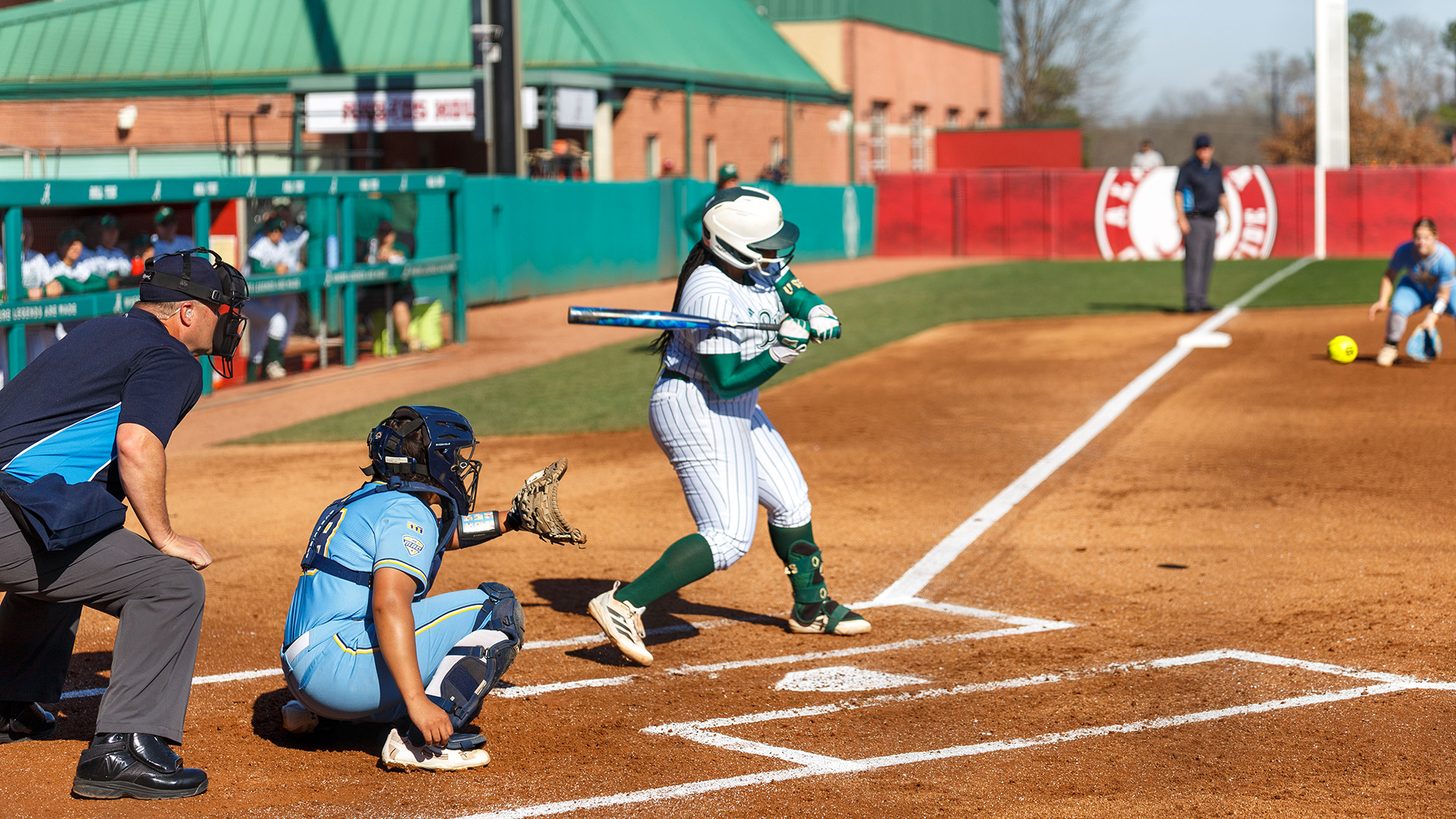 Jamia Nelson before hitting a home run