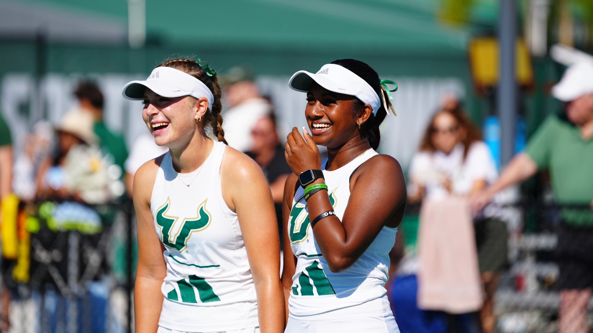 Melisa Senli and Dharani Niroshan on Senior Day vs. Brown