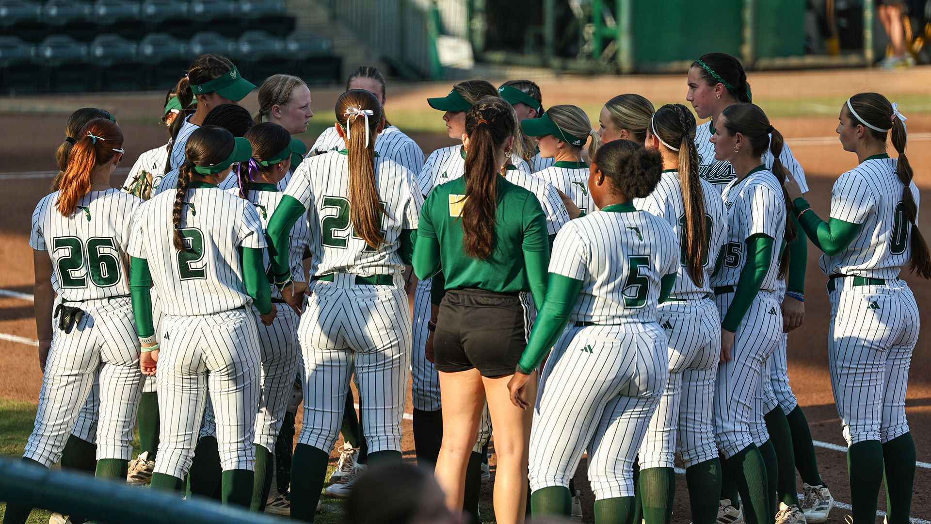 Softball pregame huddle vs Wichita State on Friday