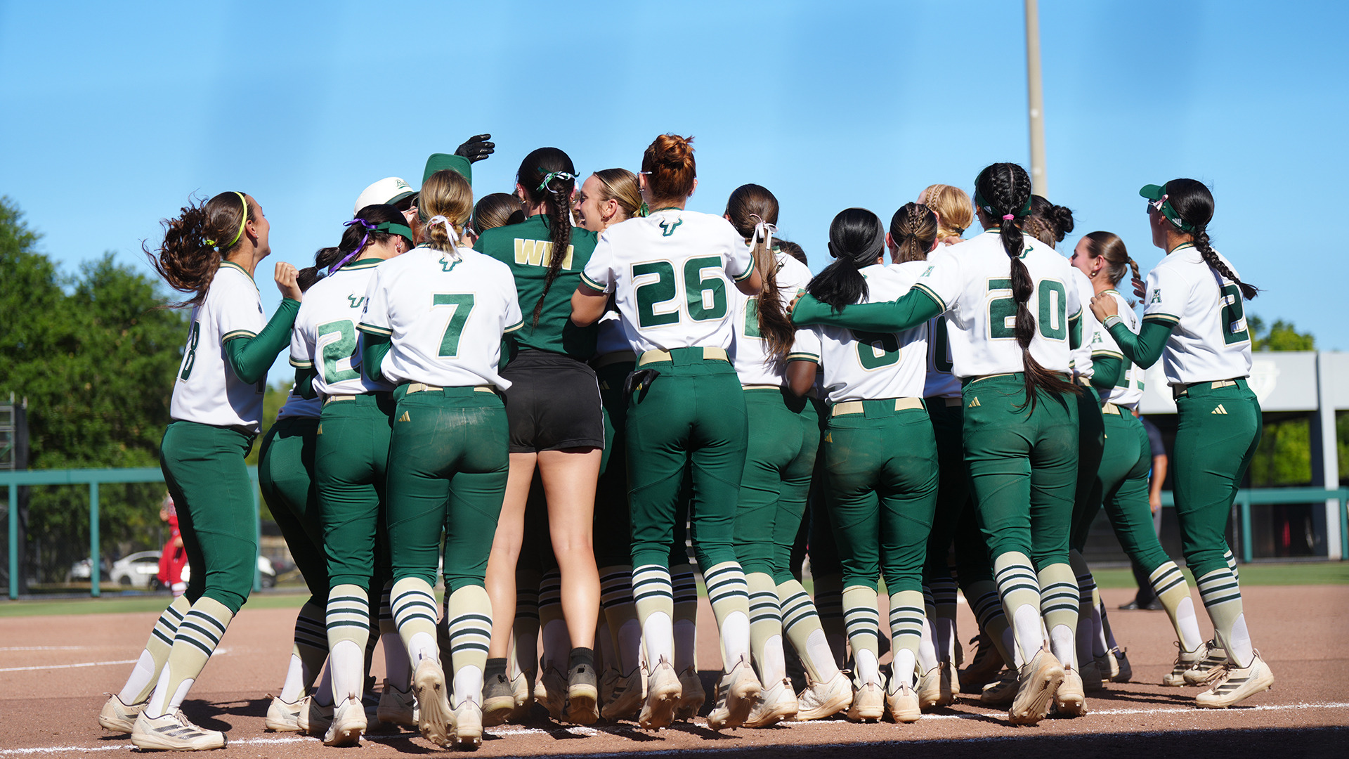 Softball celebration after walking off FAU