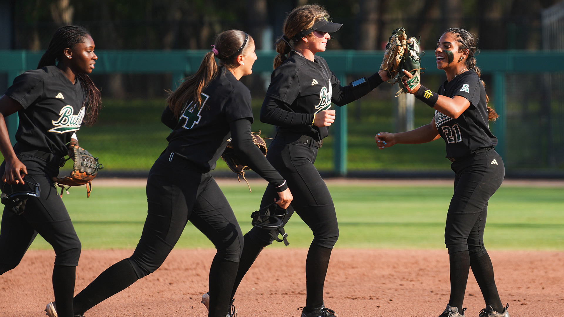 Softball defensive celebration after third out