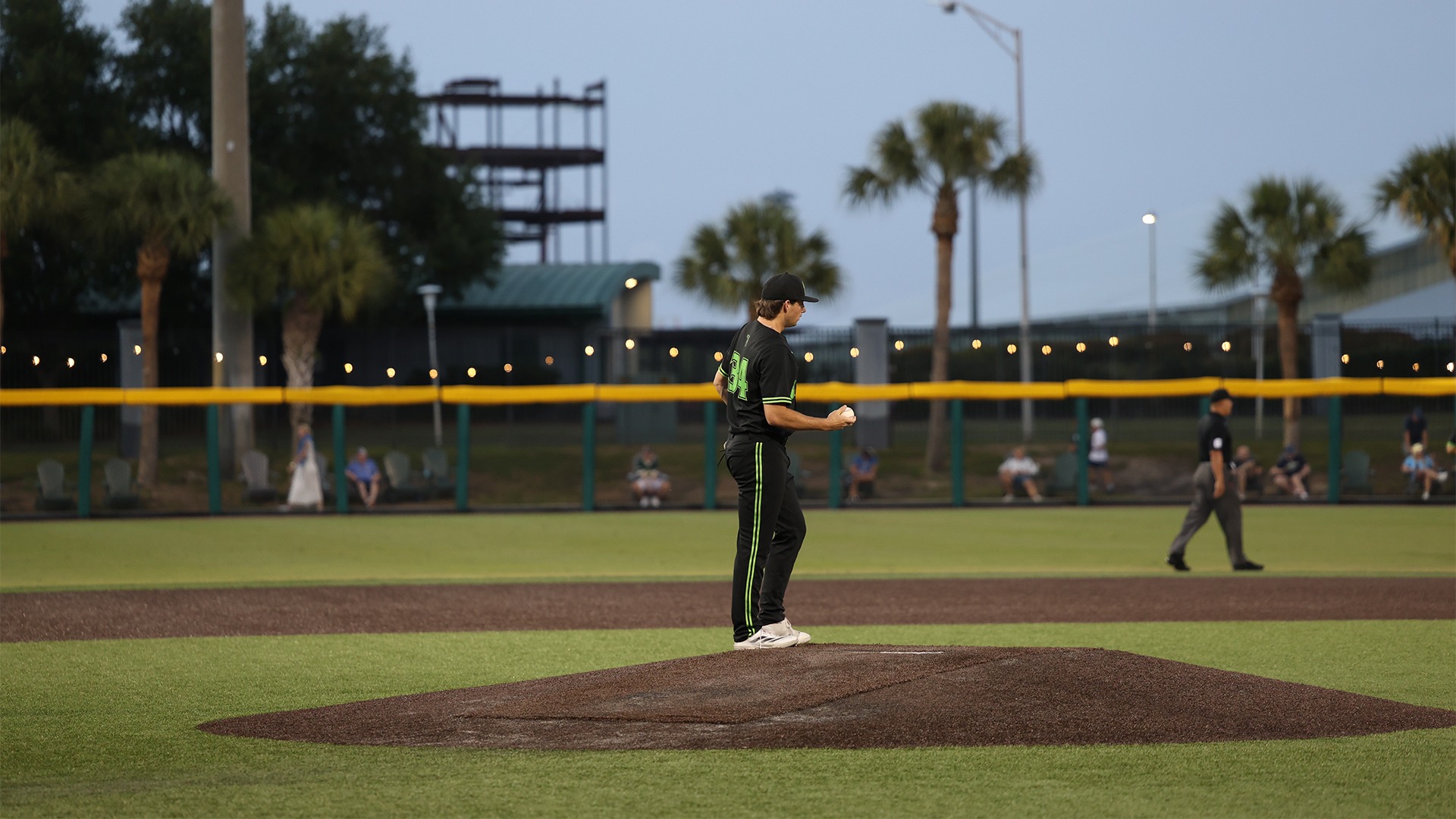 Jorge taking the mound before an inning