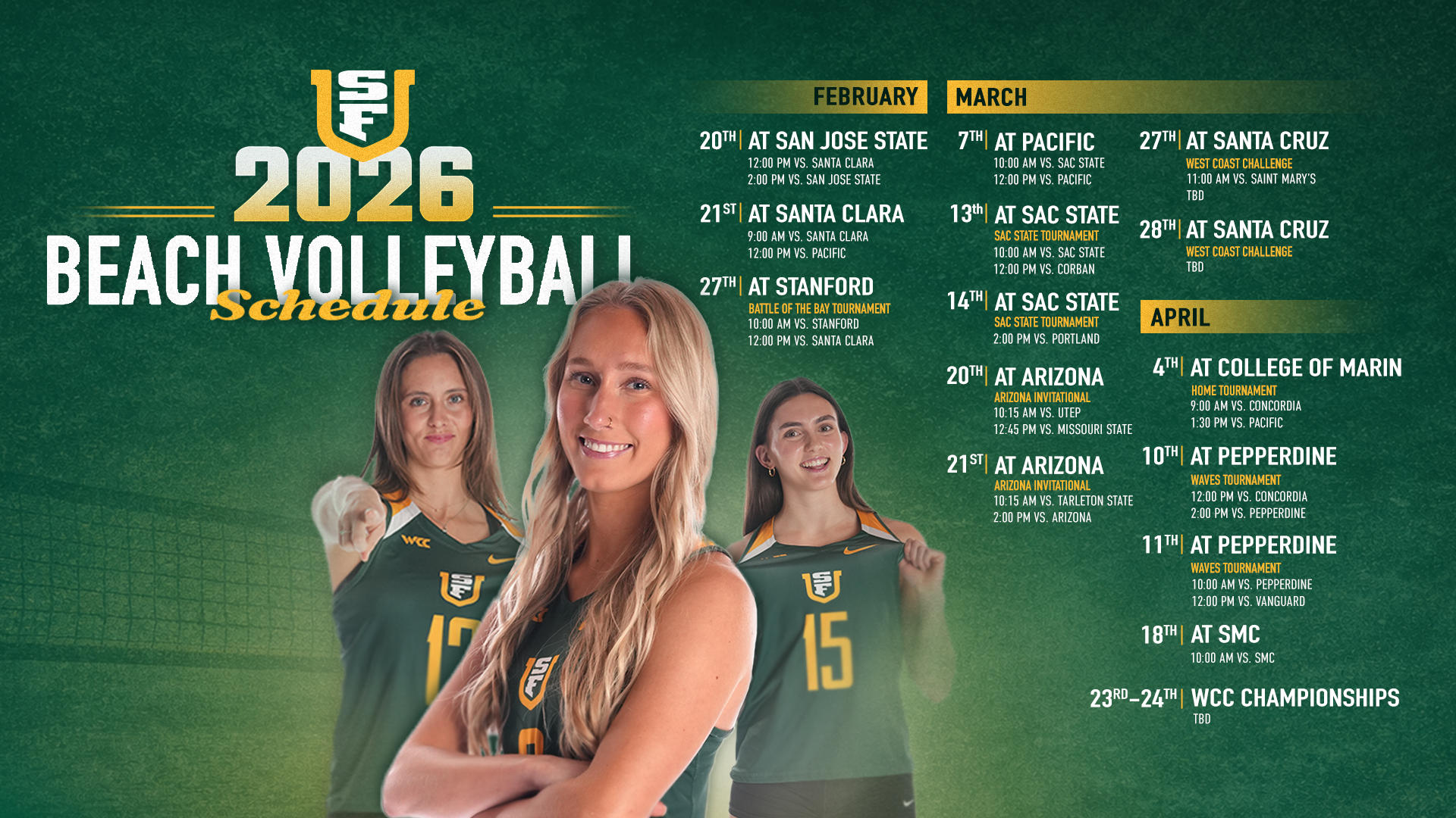 2026 Beach Volleyball Schedule Graphic