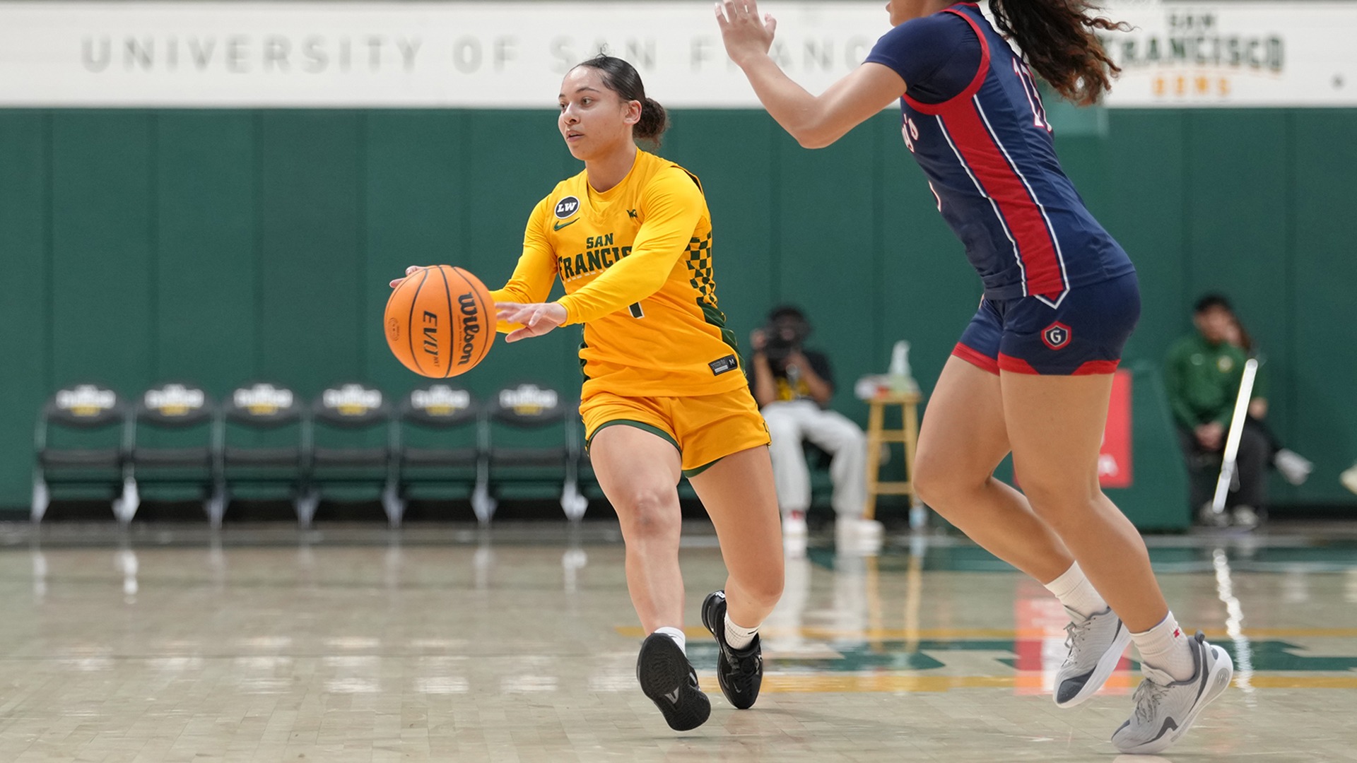 Meghan McIntyre dribbling vs. SMC 2026