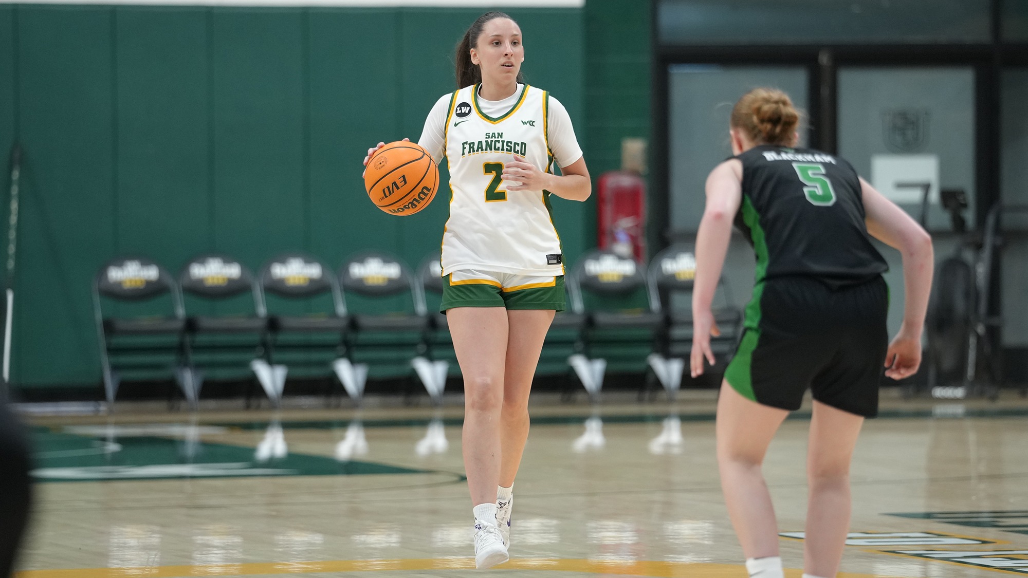 Mara Neira dribbling vs. Utah Valley 2026