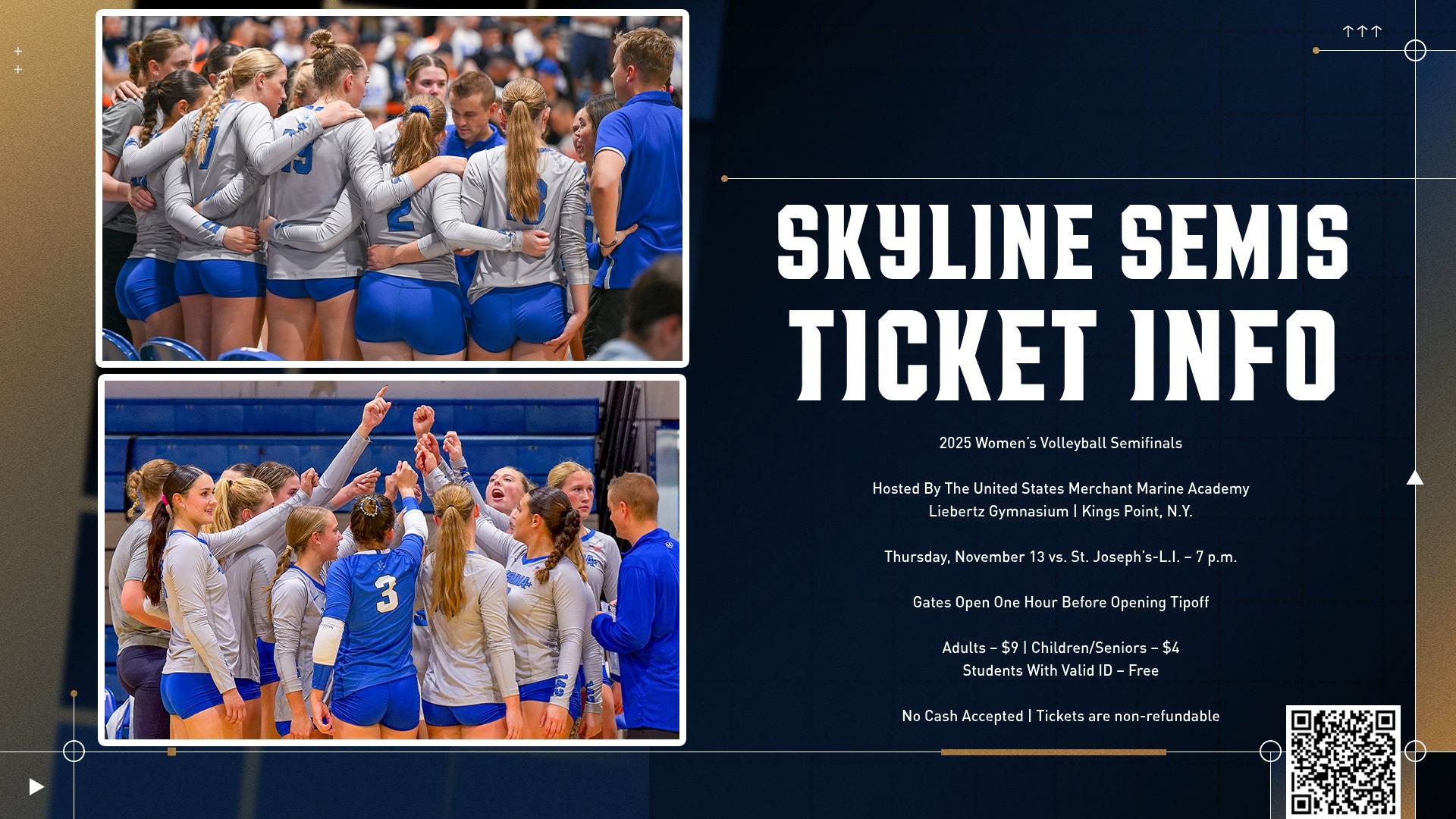 2025 Women's Volleyball Skyline Semifinals Ticket Info