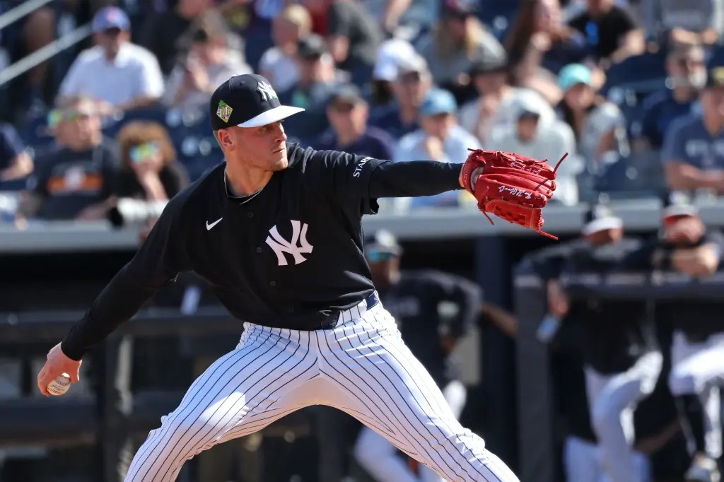 Cade Winquest pitching for the Yankees