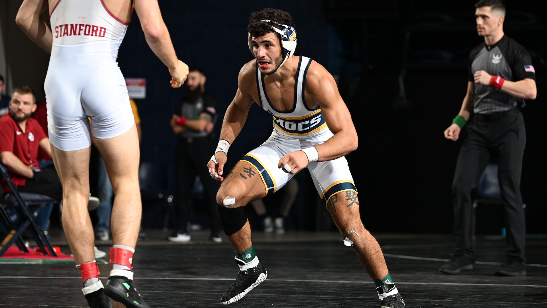 Noah Castillo looks for an opening in his Southern Scuffle matchup with Stanford