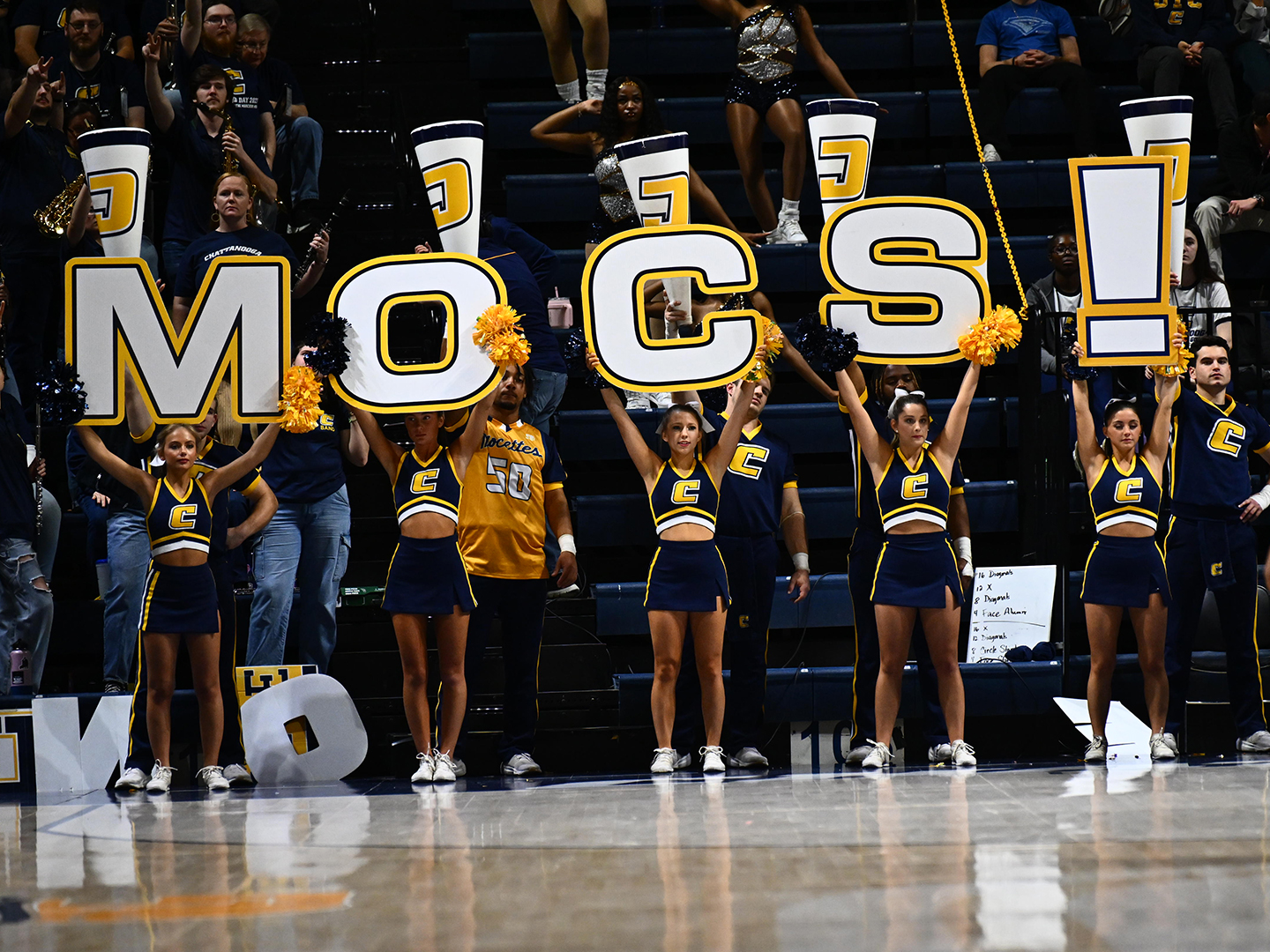 Cheerleaders kept the crowd into the game throughout
