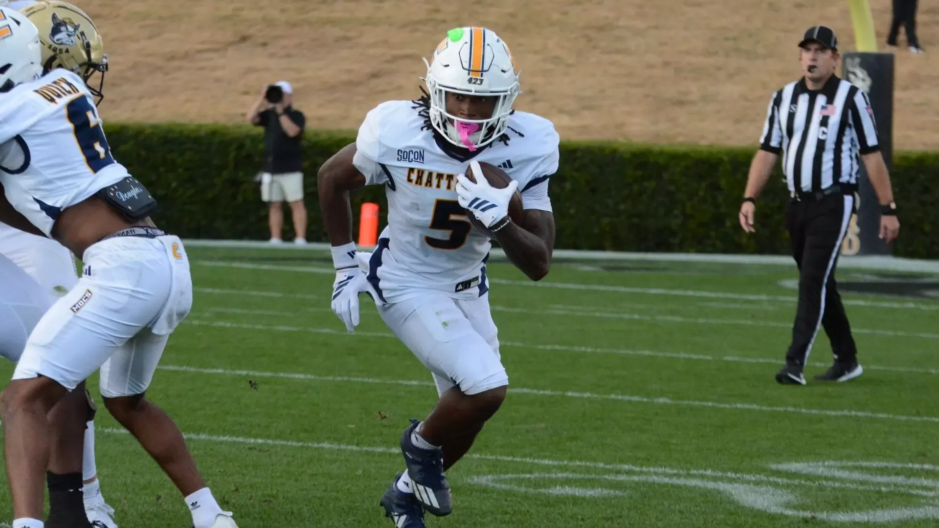 Josh Williams runs after the catch picking up another first down at Wofford