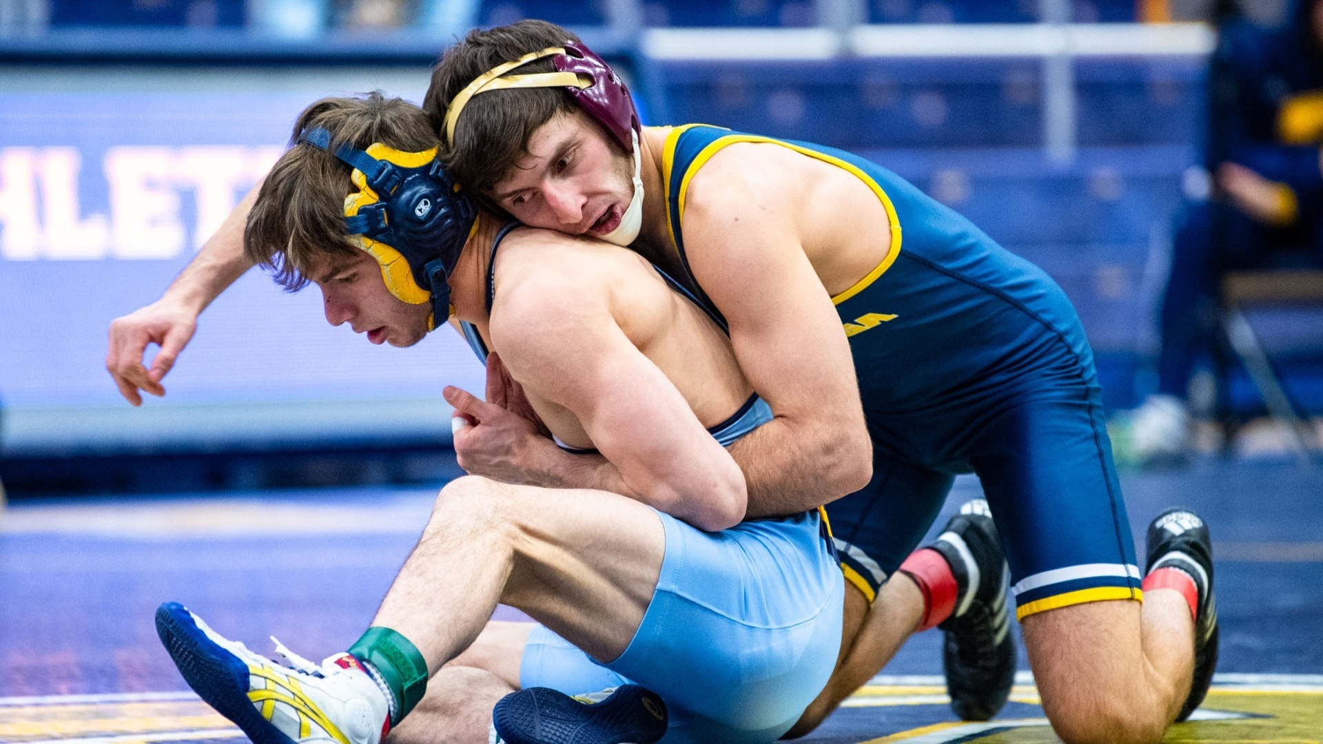 Cooper Flynn continues his ride as his Kent State opponent attempts to work his way off the mat