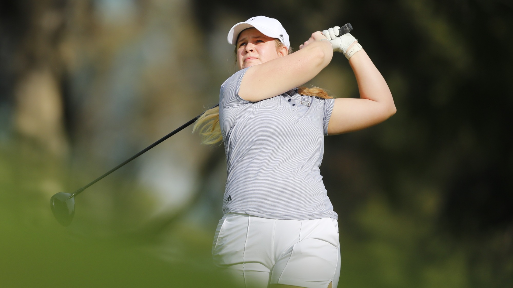 Kera Healey follows her shot on a level-par day at Guadalajara Country Club