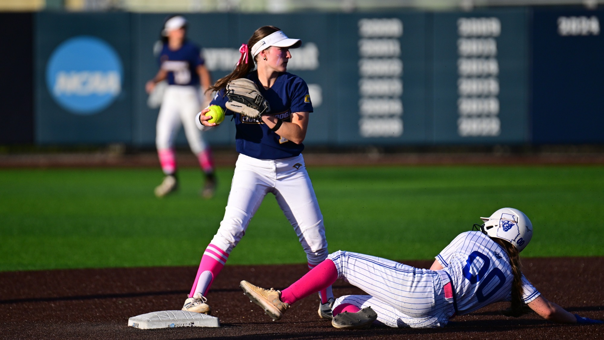 Lexi Cooley makes the out at second base against Georgia State