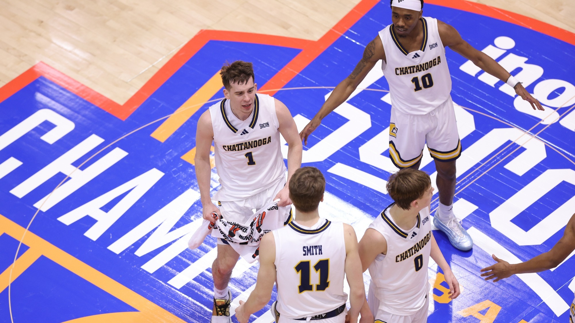 SoCon Tournament team huddle 
