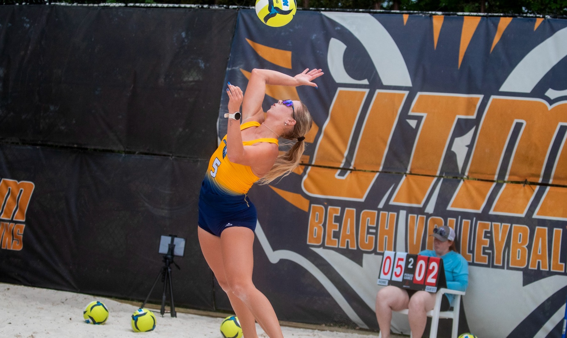Ava Goryl serving in the Opening Round of the OVC Tournament
