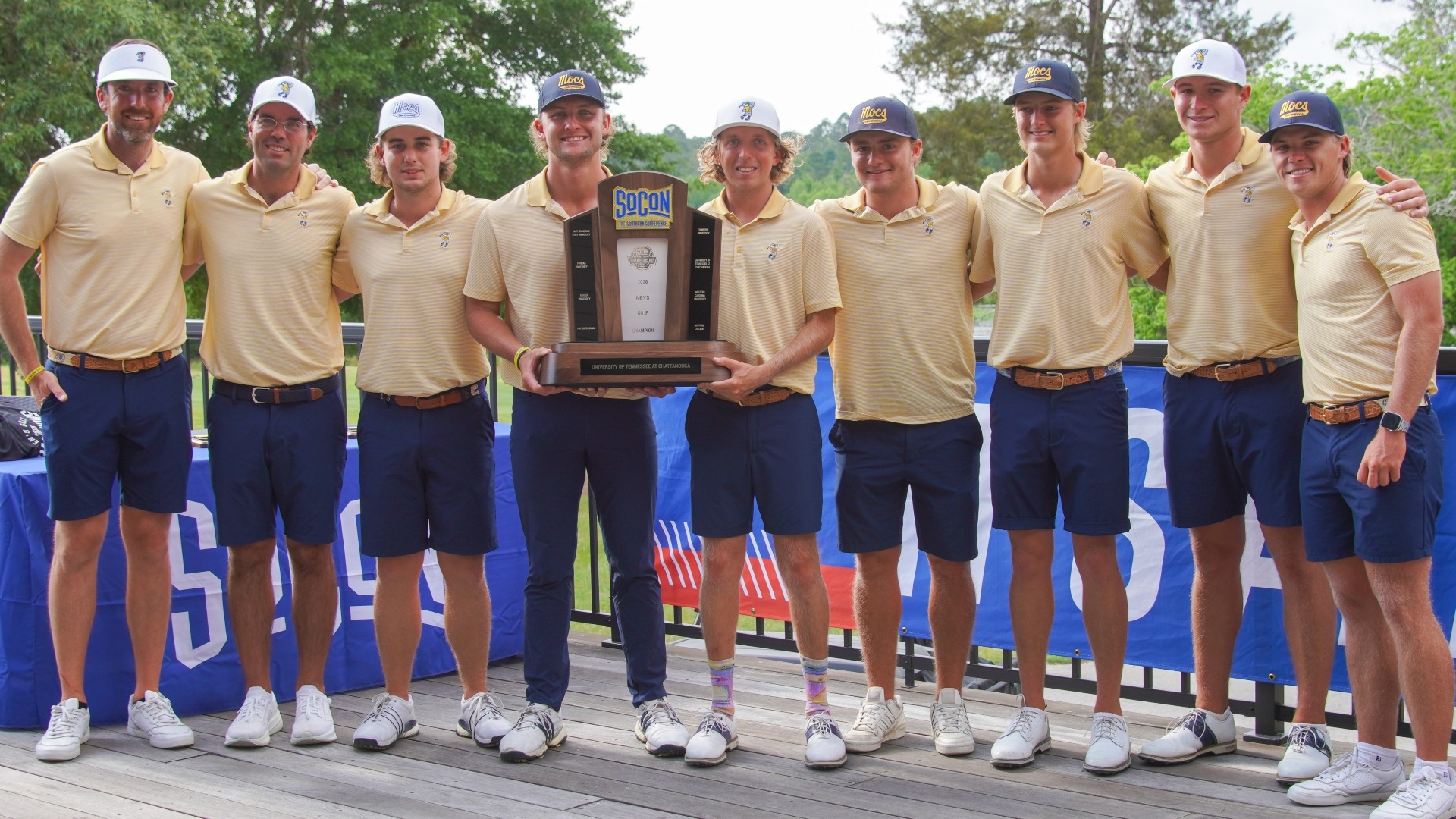 2026 SoCon Men's Golf Team Champions with Trophy