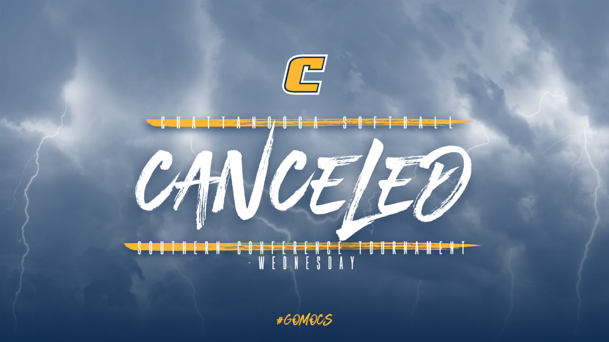 graphic showing a stormy background and says Canceled due to inclement weather.