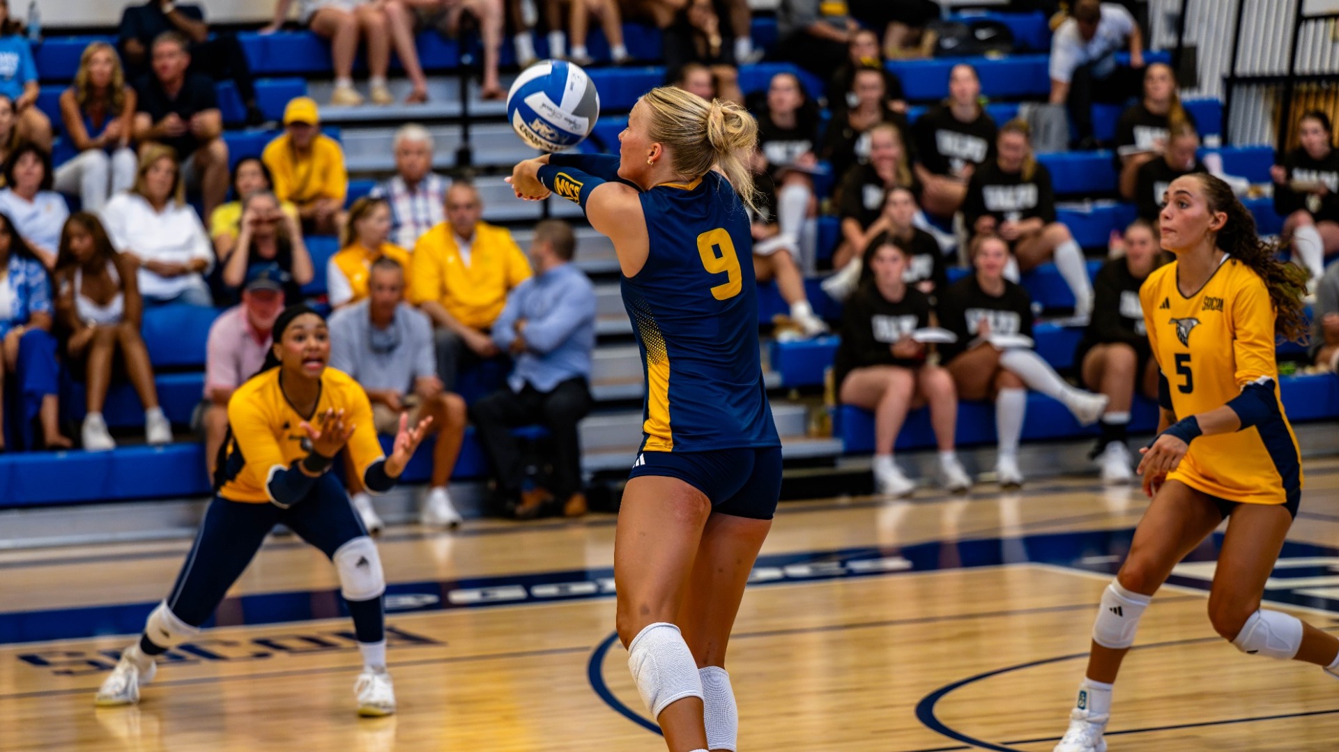 Caiti Barthel passes the ball on Friday in the win vs. Tennessee State in Maclellan Gym