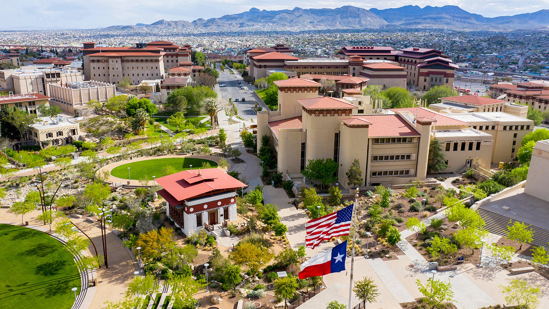 Drone shot of UTEP campus