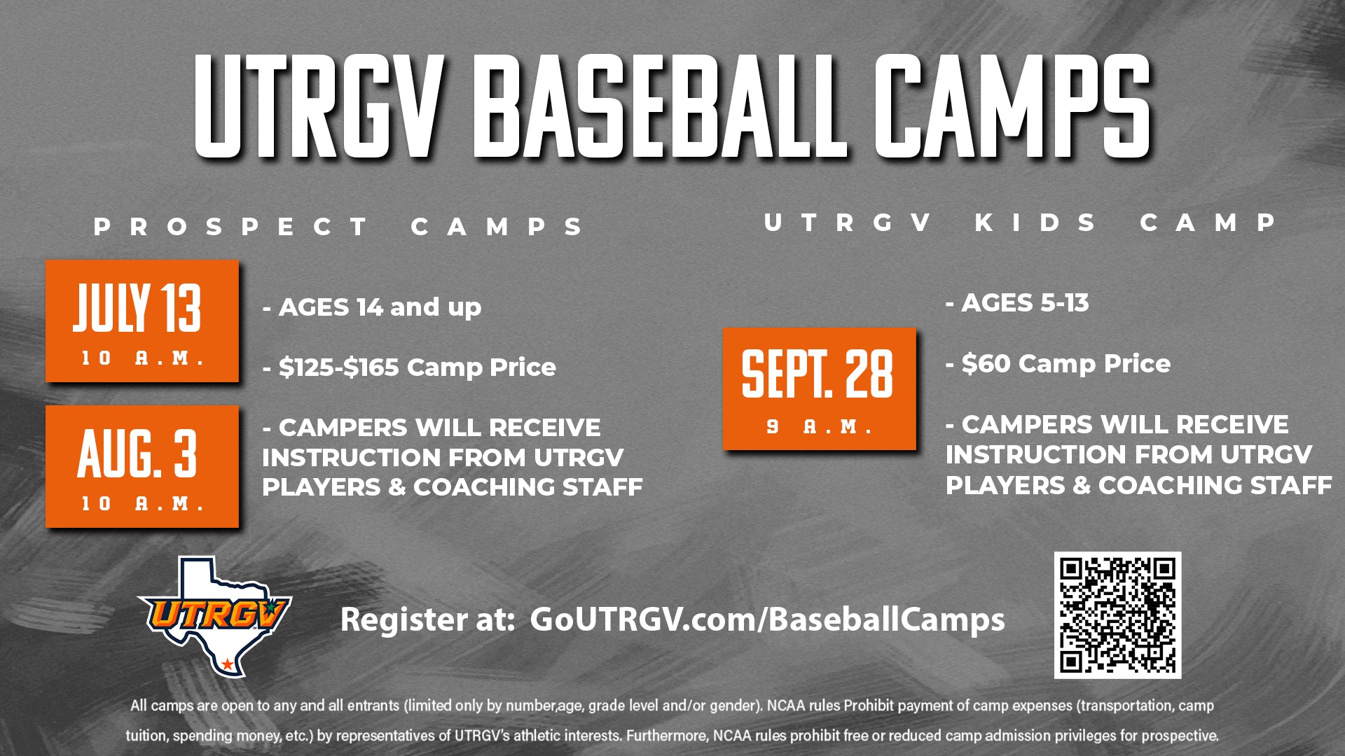 Baseball Set to Host Four Fall and Winter Camps UTRGV Athletics