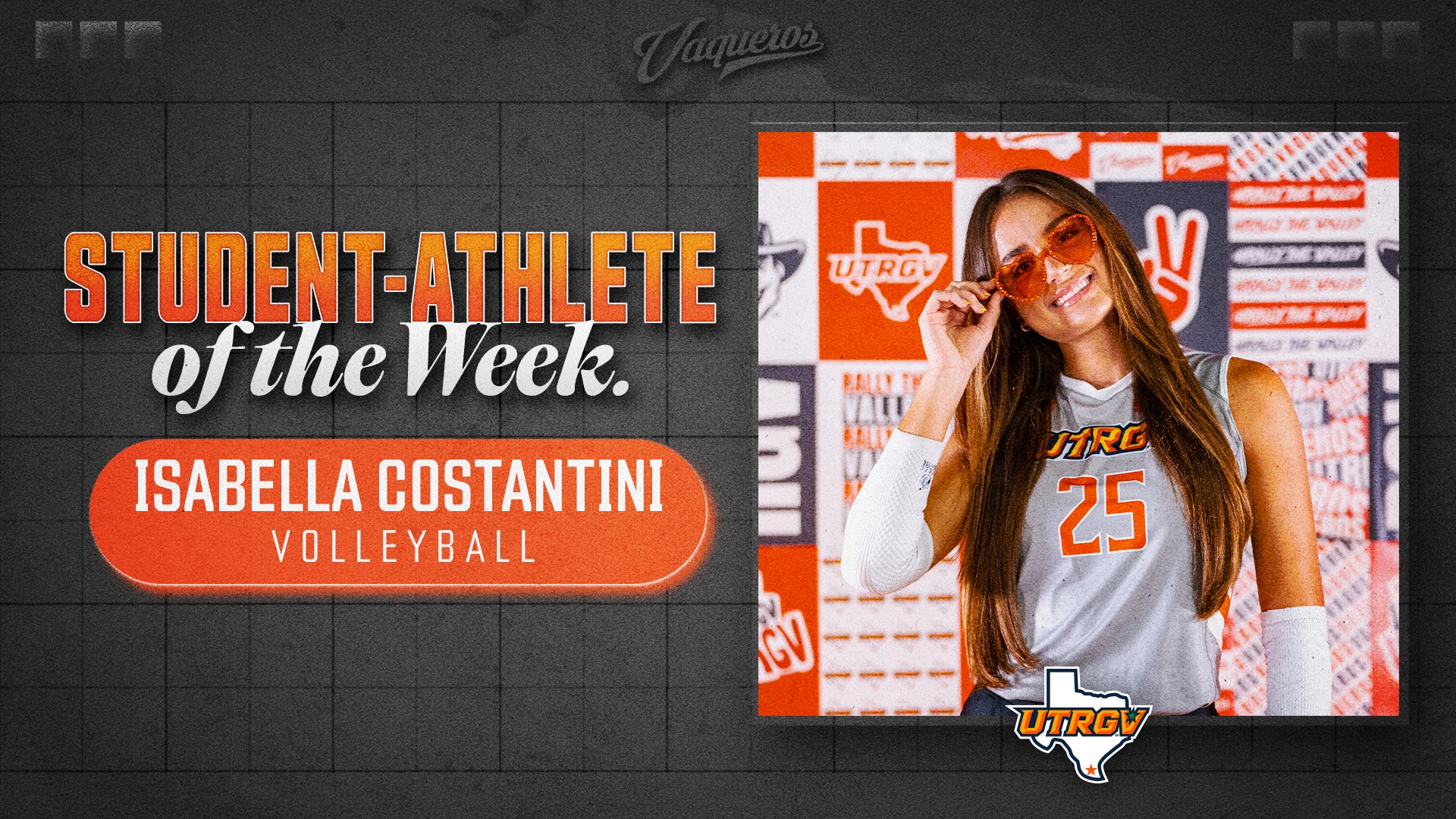 UTRGV SAoTW -- Isabella Costantini -- Volleyball -- 11.24