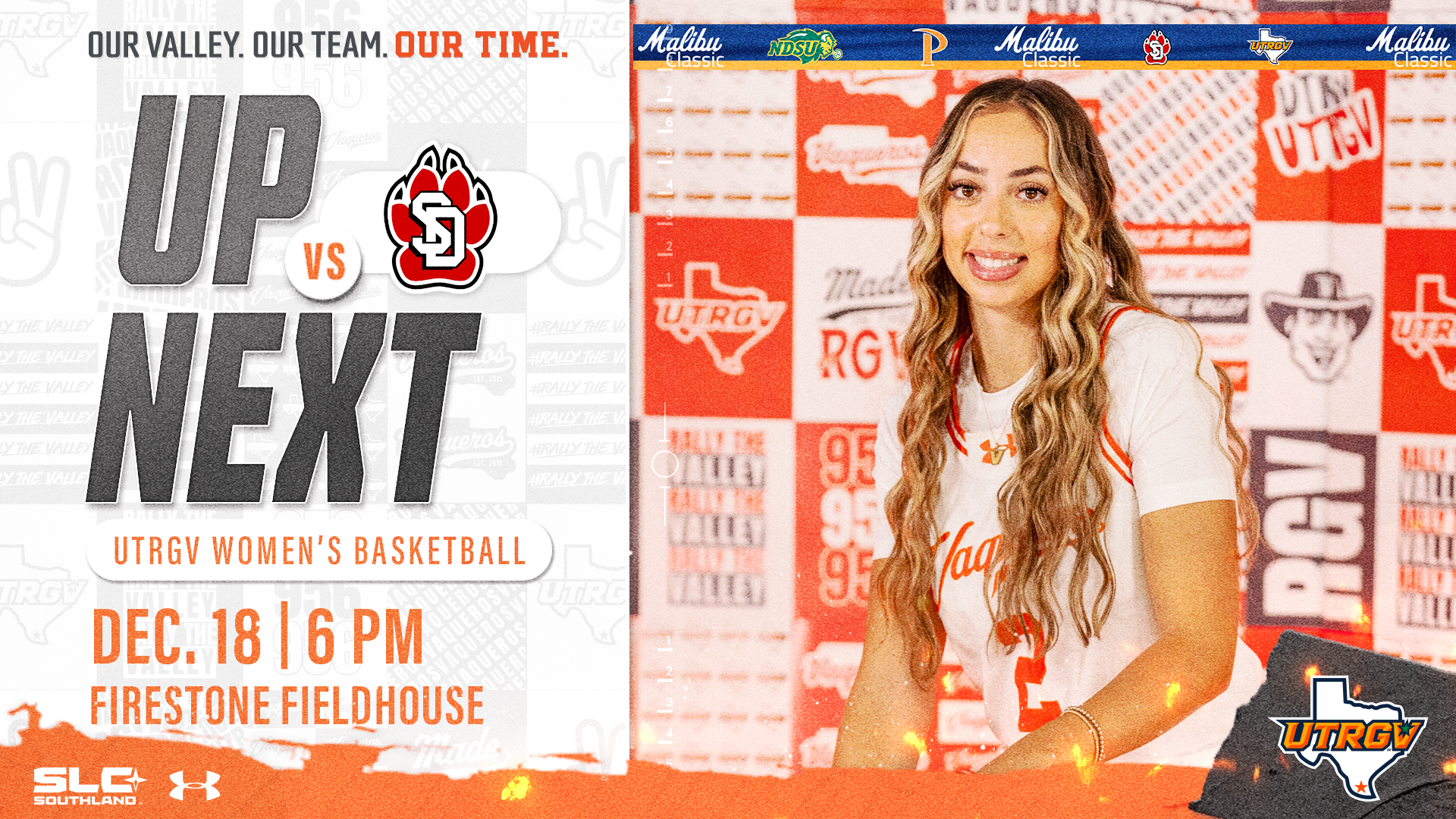 Up next UTRGV WBB vs. South Dakota Dec. 18 6 p.m. Firestone Fieldhouse