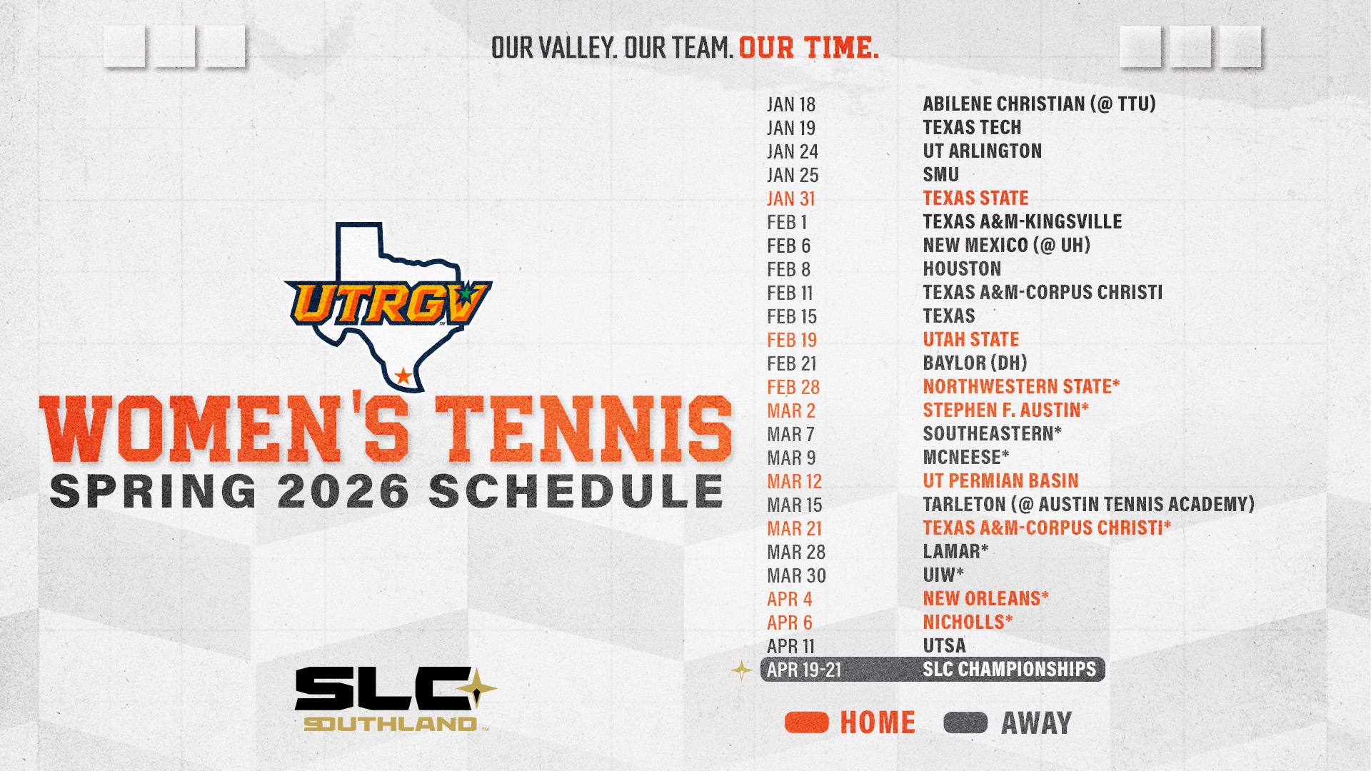 Women's Tennis Spring 2026 Schedule
