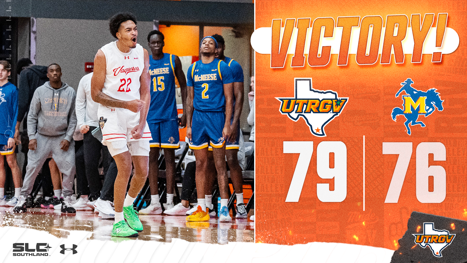 Victory UTRGV Men's Basketball 79 McNeese 76