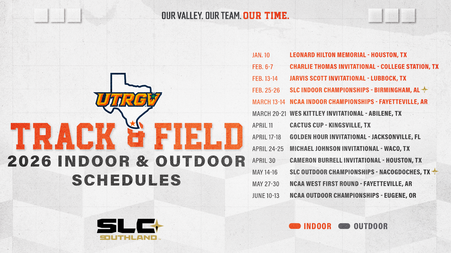 UTRGV Track & Field 2026 Schedules
