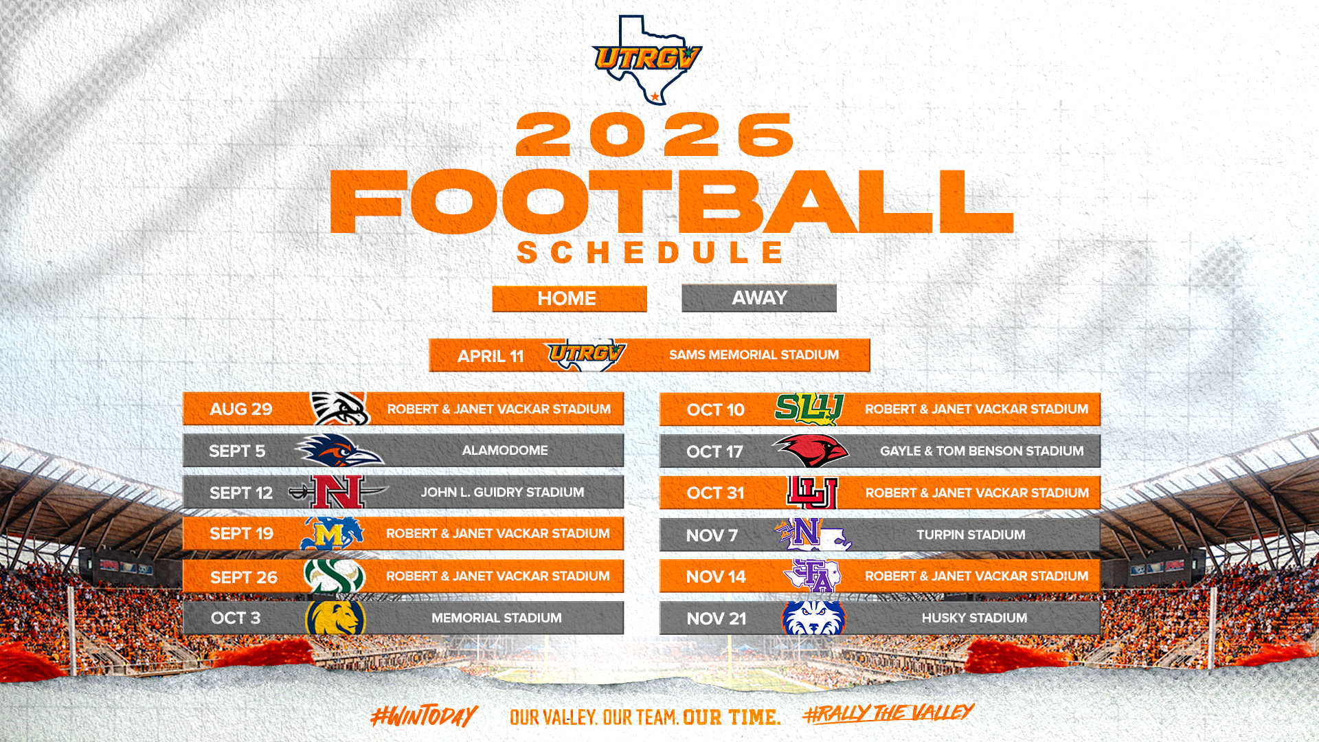 2026 UTRGV Football Schedule 1920x1080
