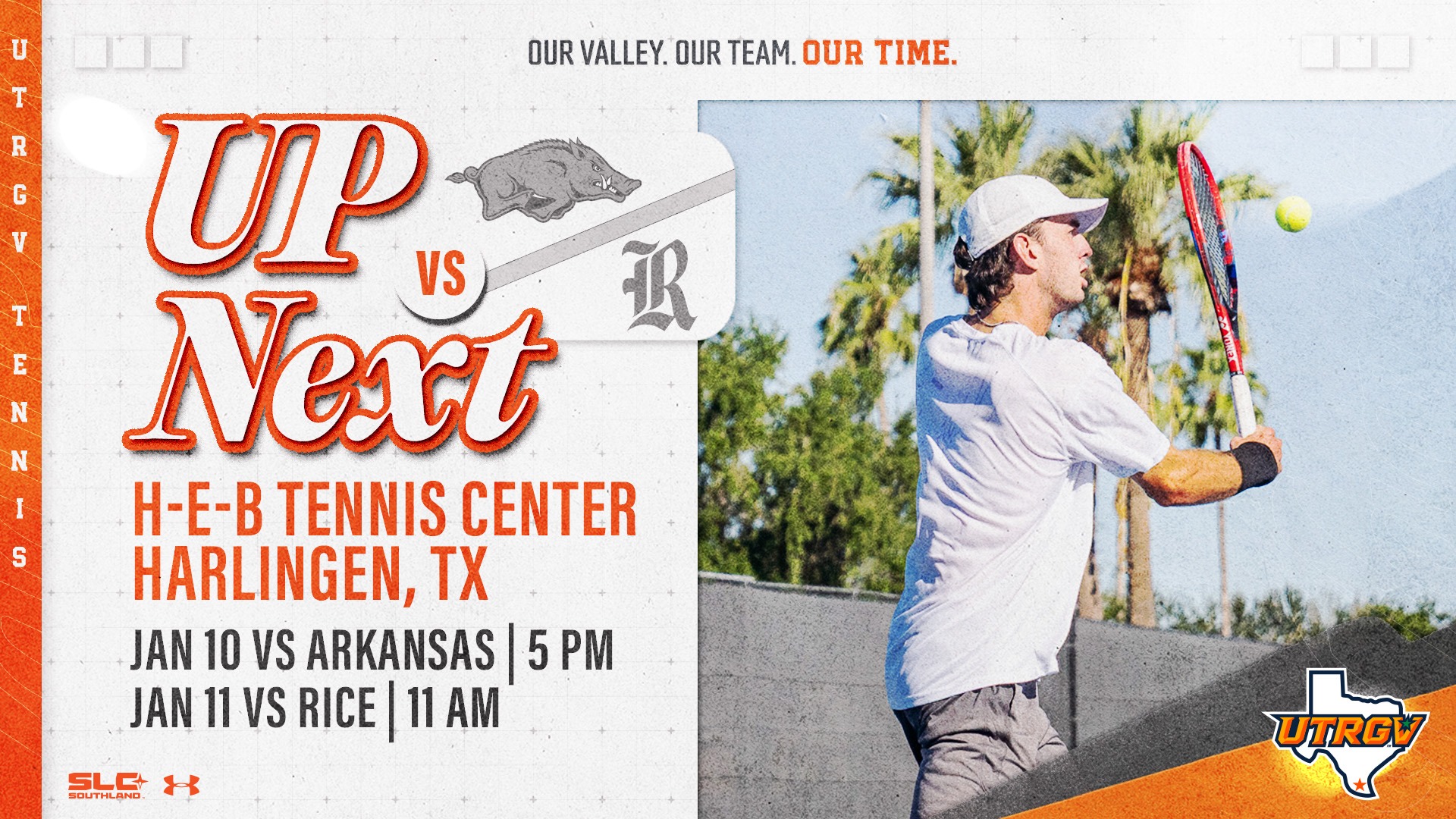 Up Next -- Men's Tennis vs. Arkansas/Rice -- 1/10-11