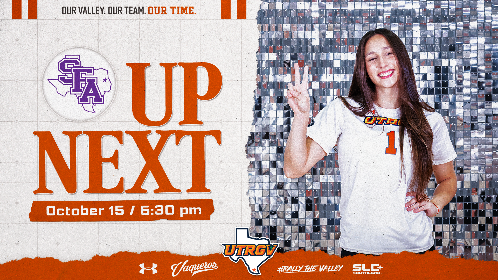 UTRGV Volleyball | Up Next | vs. SFA | October 15 / 6:30 PM | Photo of Martina Franco
