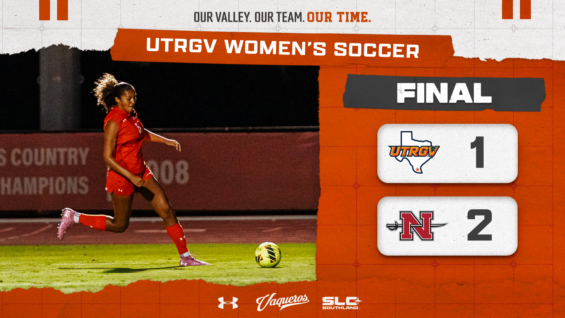 UTRGV Women's Soccer Final 2-1 Graphic | Londyn Johnson in photo
