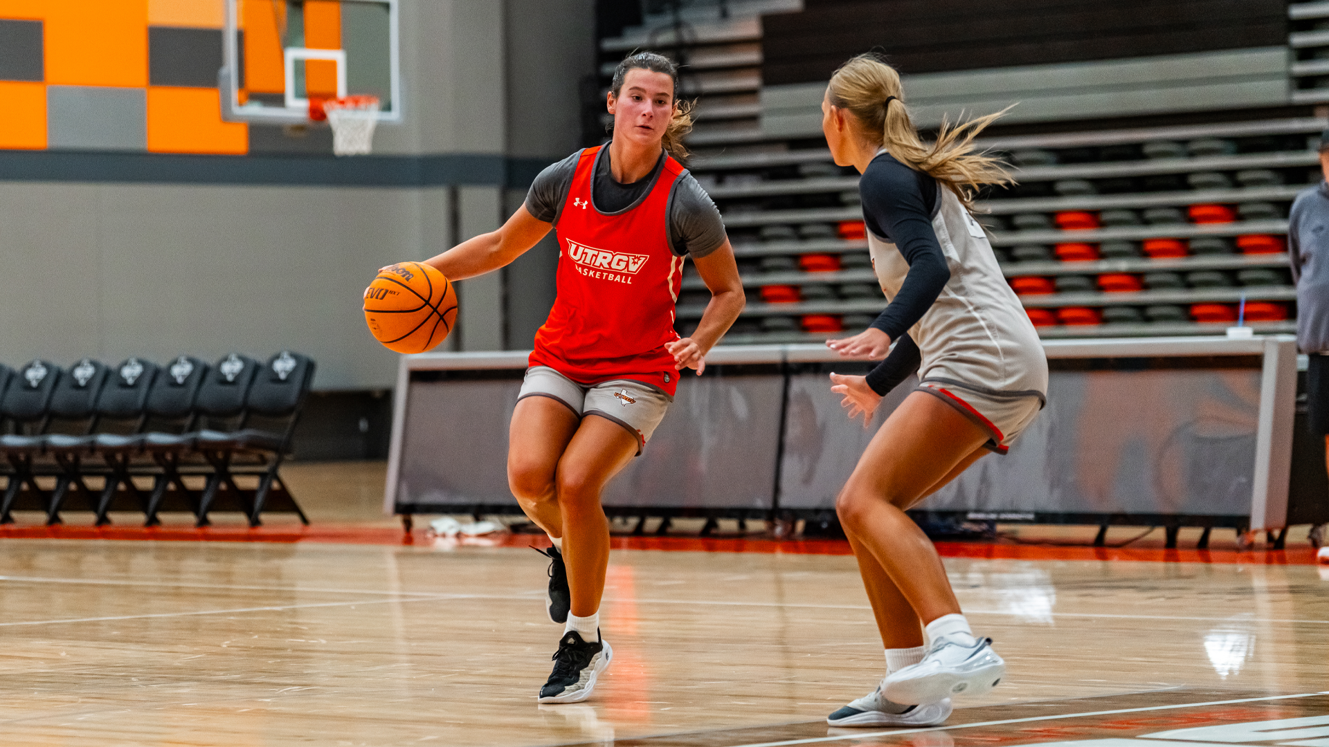 Gianna Angiolet Dribbling with Madison Huhn Defending