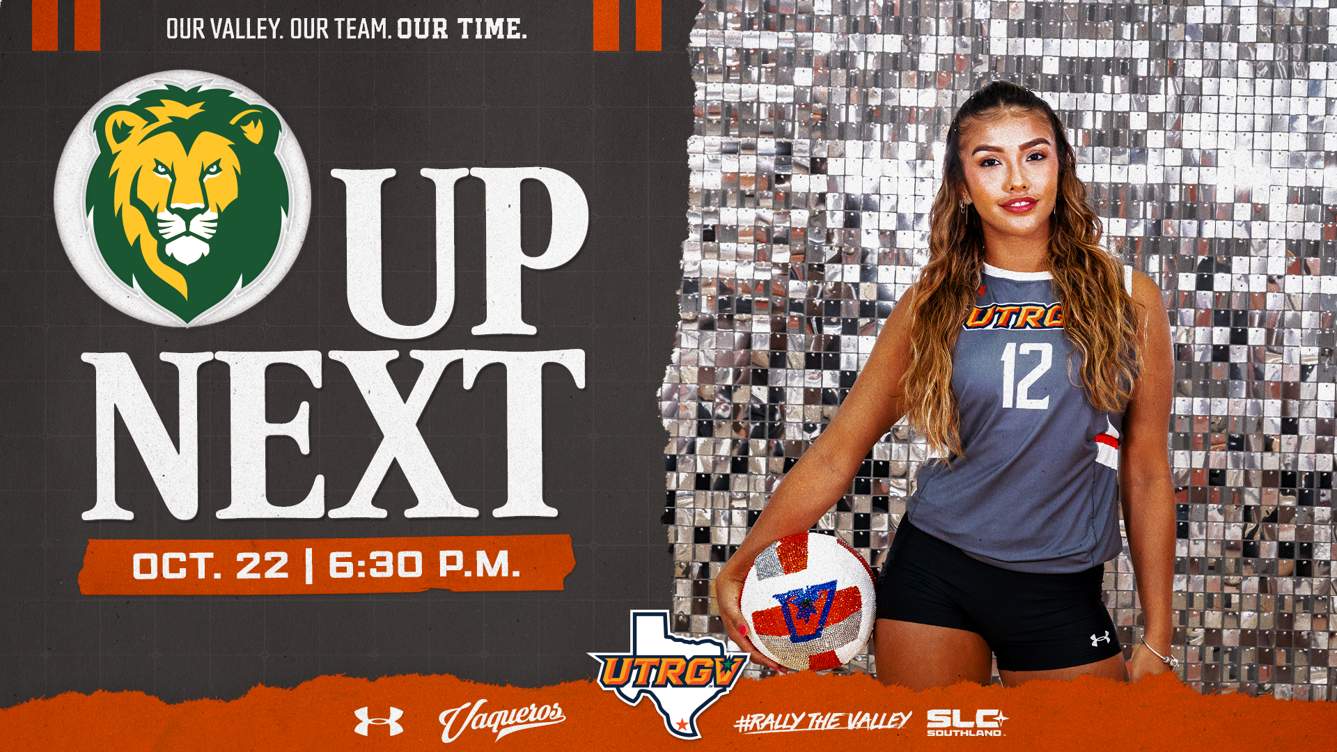 UTRGV Volleyball | Up Next | vs. Southeastern | October 22 / 6:30 PM | Photo of Isa Bento